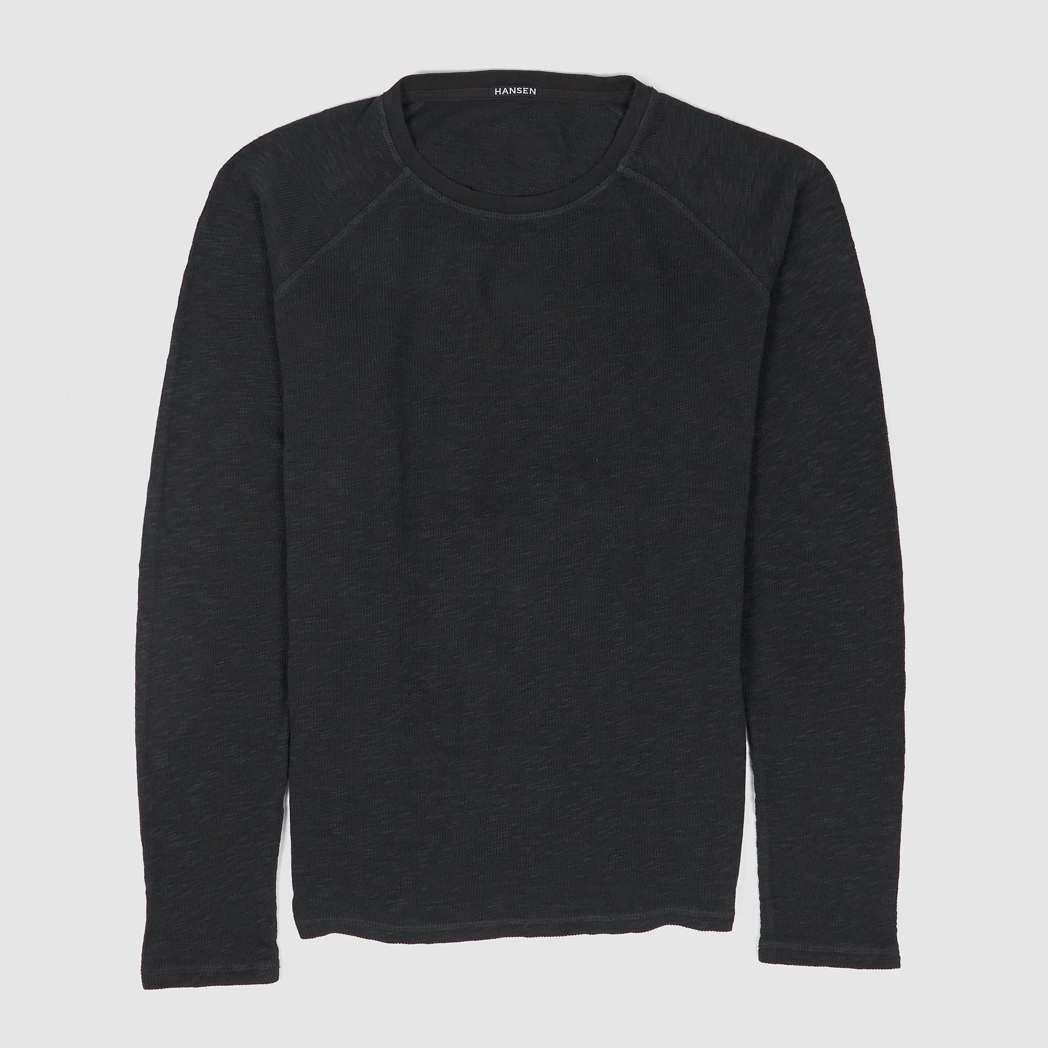 Hansen Raglan Waffle Long Sleeve Crew Neck T-Shirt - DeeCee style