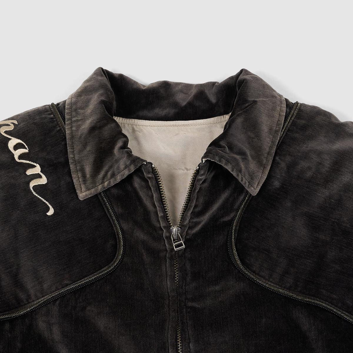 Kapital Embroidered Velveteen Sham Pillow Bomber Jacket