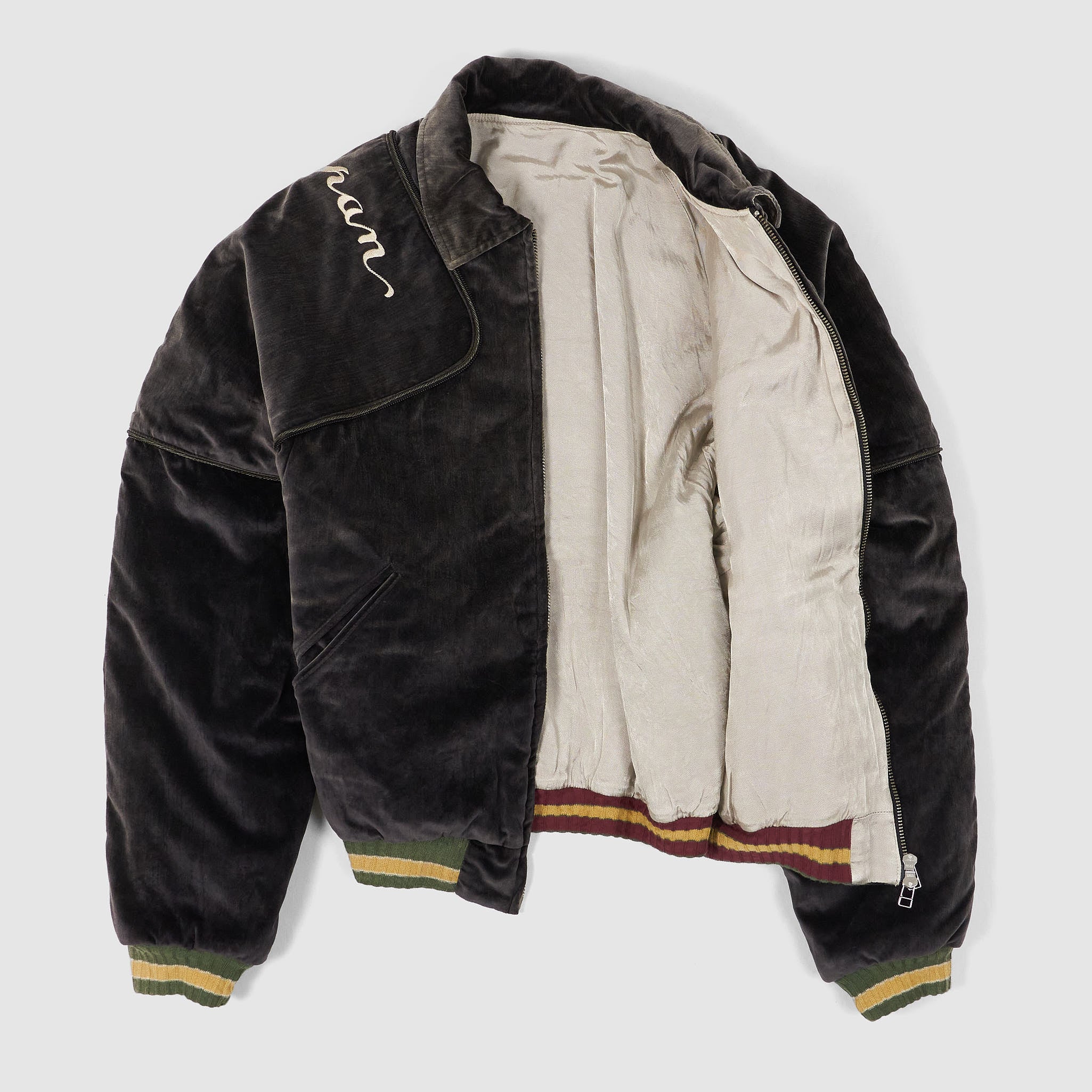 Kapital Embroidered Velveteen Sham Pillow Bomber Jacket - DeeCee style