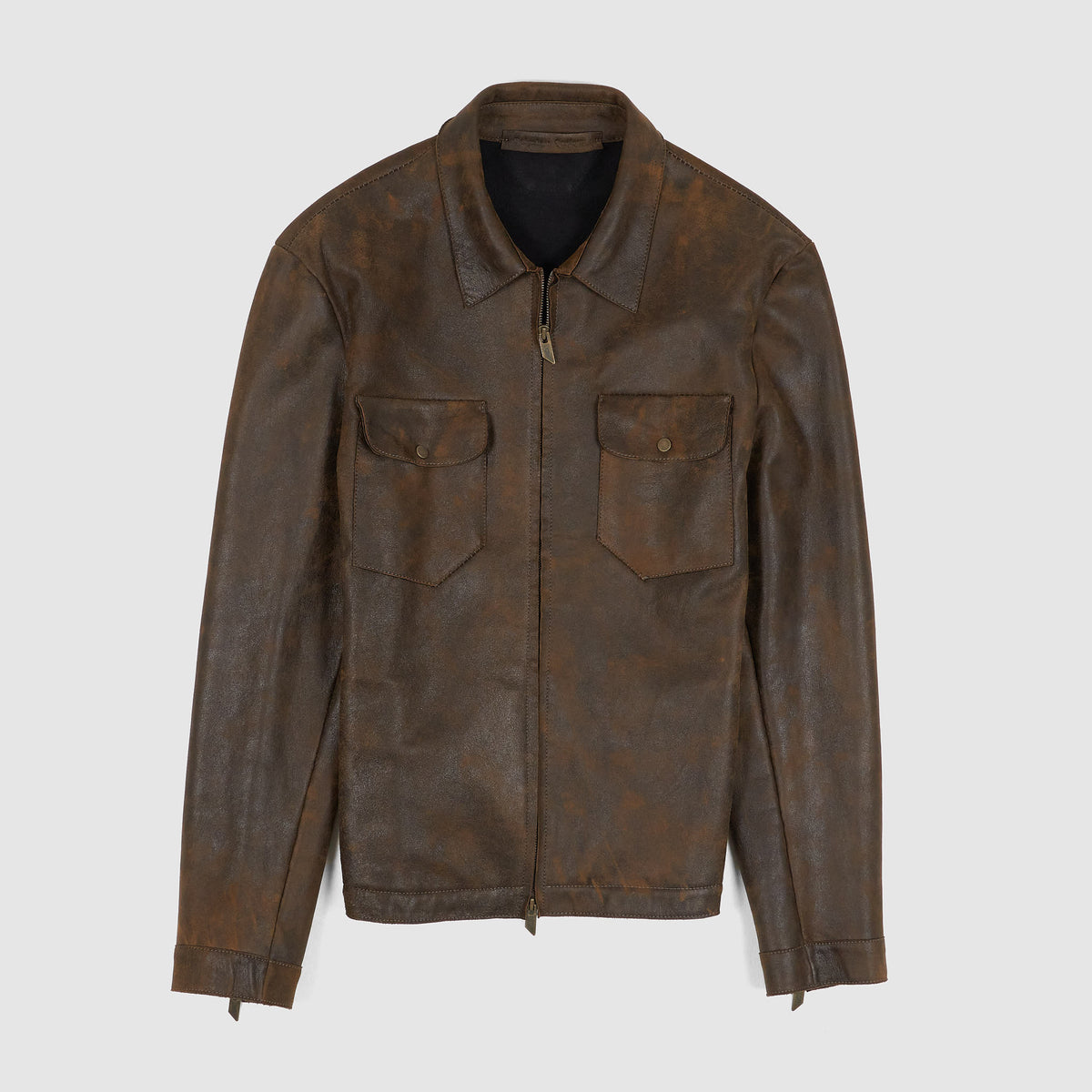 Salvatore Santoro Zip Up Leather Overshirt Jacket