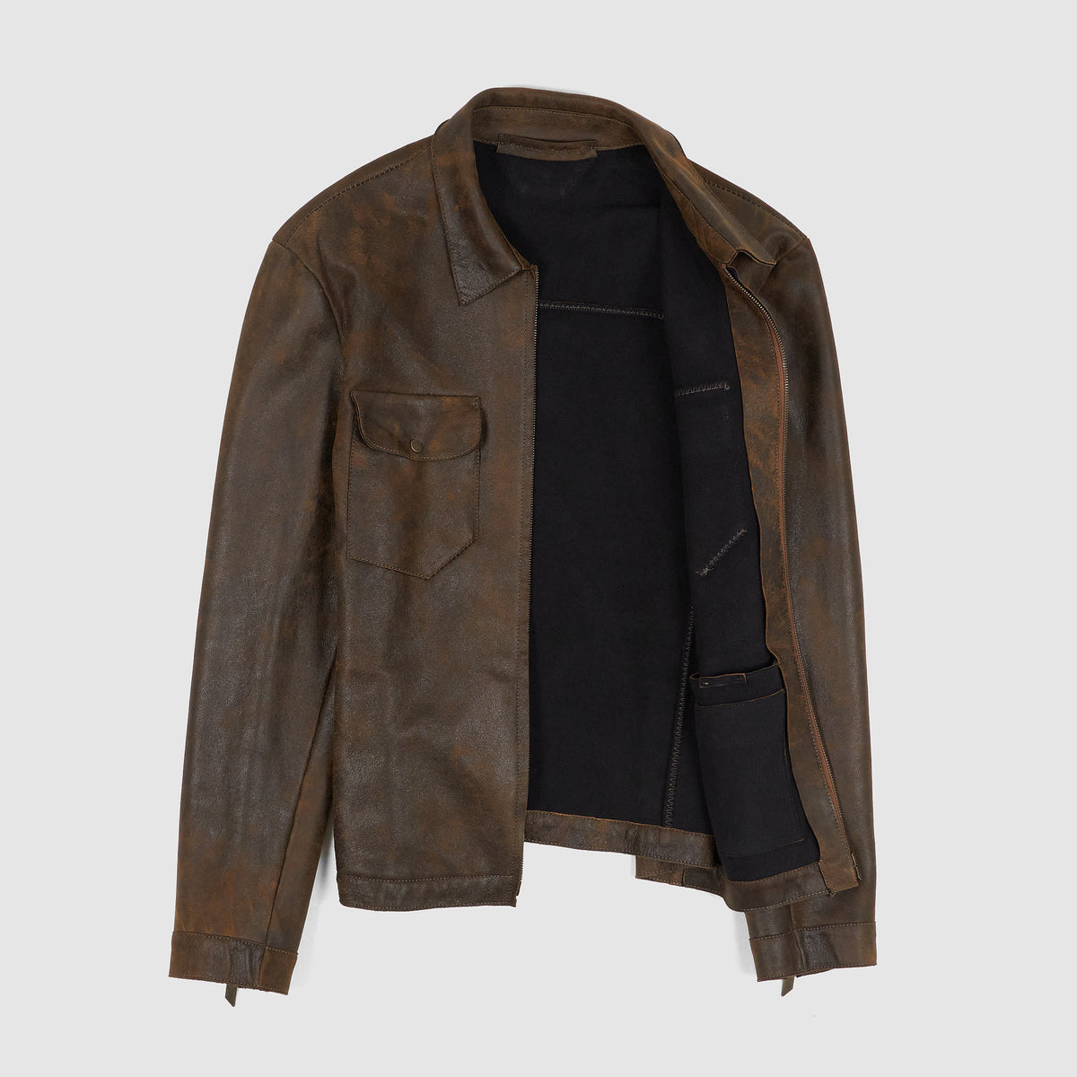 Salvatore Santoro Zip Up Leather Overshirt Jacket