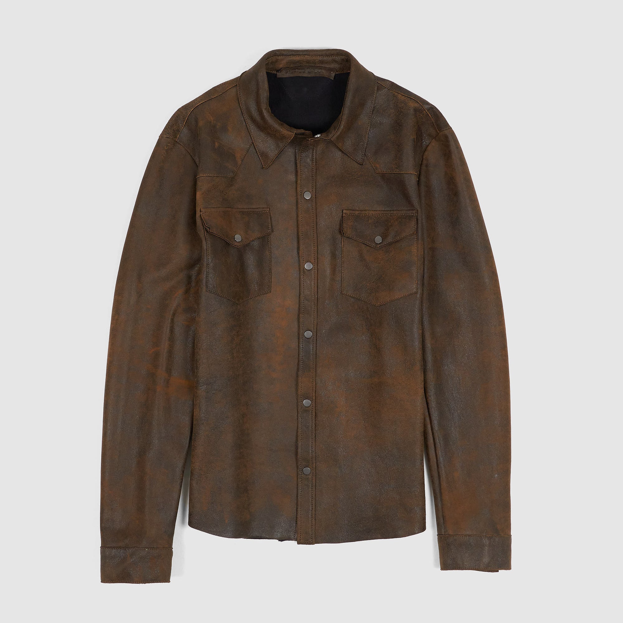 Salvatore Santoro Button Up Leather Western Overshirt Jacket