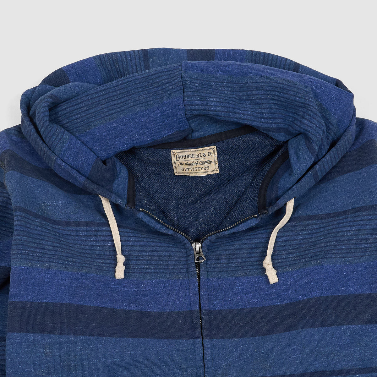 Double RL Full-Zip Striped Hoodie Sweater