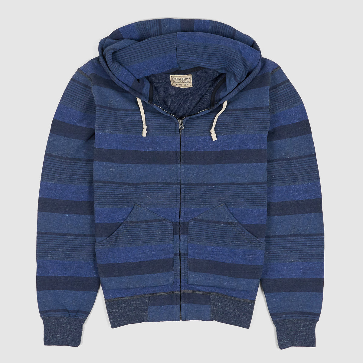 Double RL Full-Zip Striped Hoodie Sweater