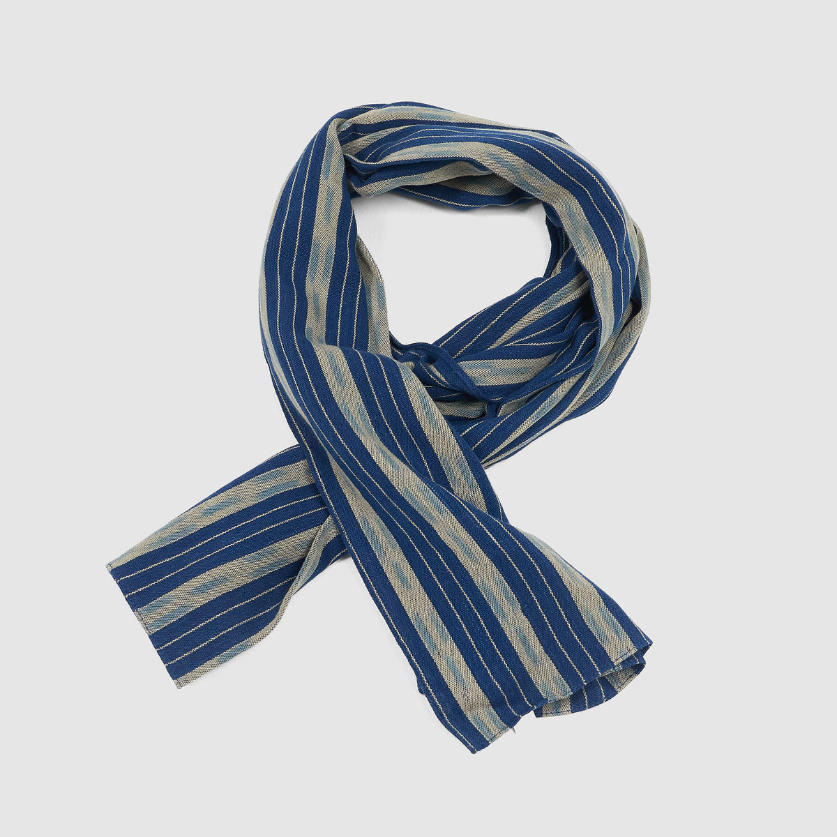 Double RL Indigo Striped Cotton Scarf