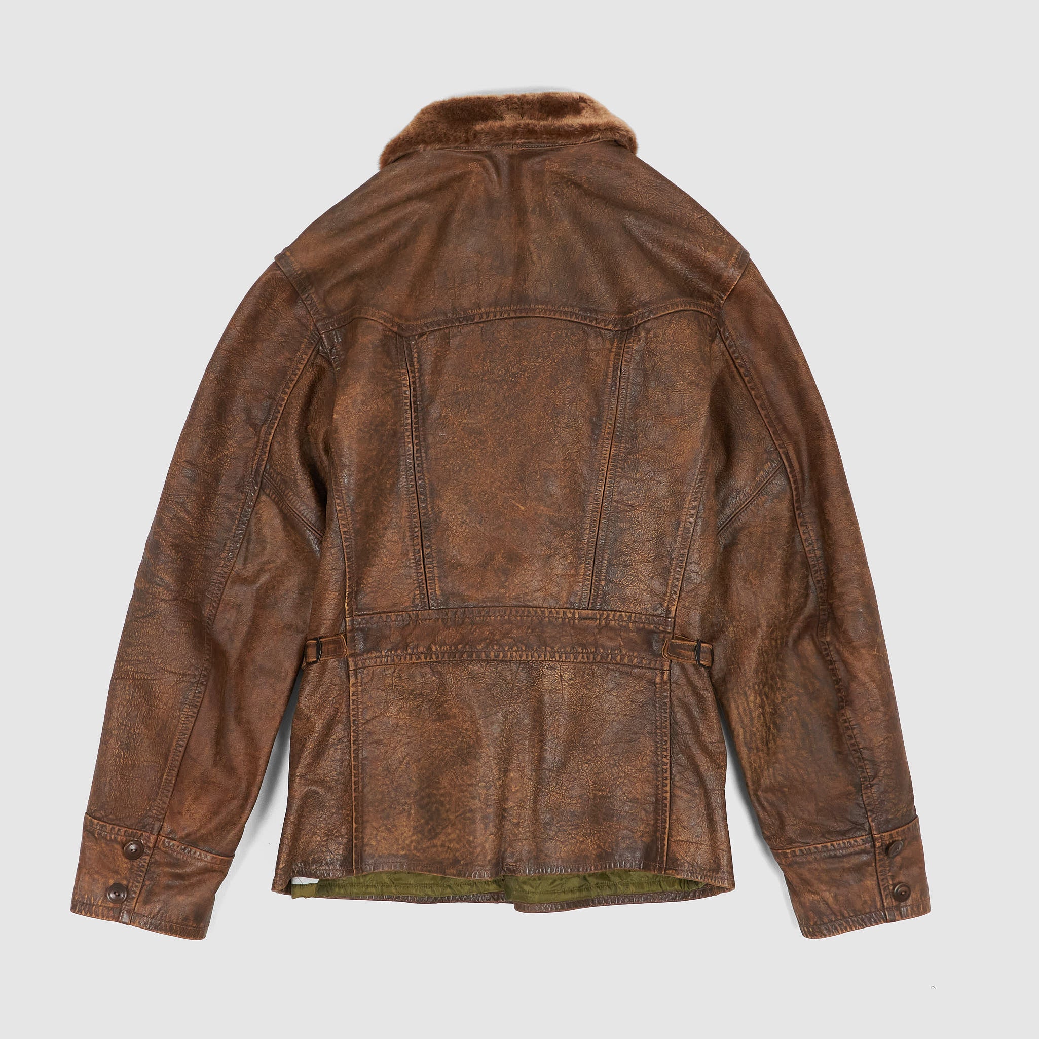 Double RL Shearling Collar Leather Car Coat - DeeCee style