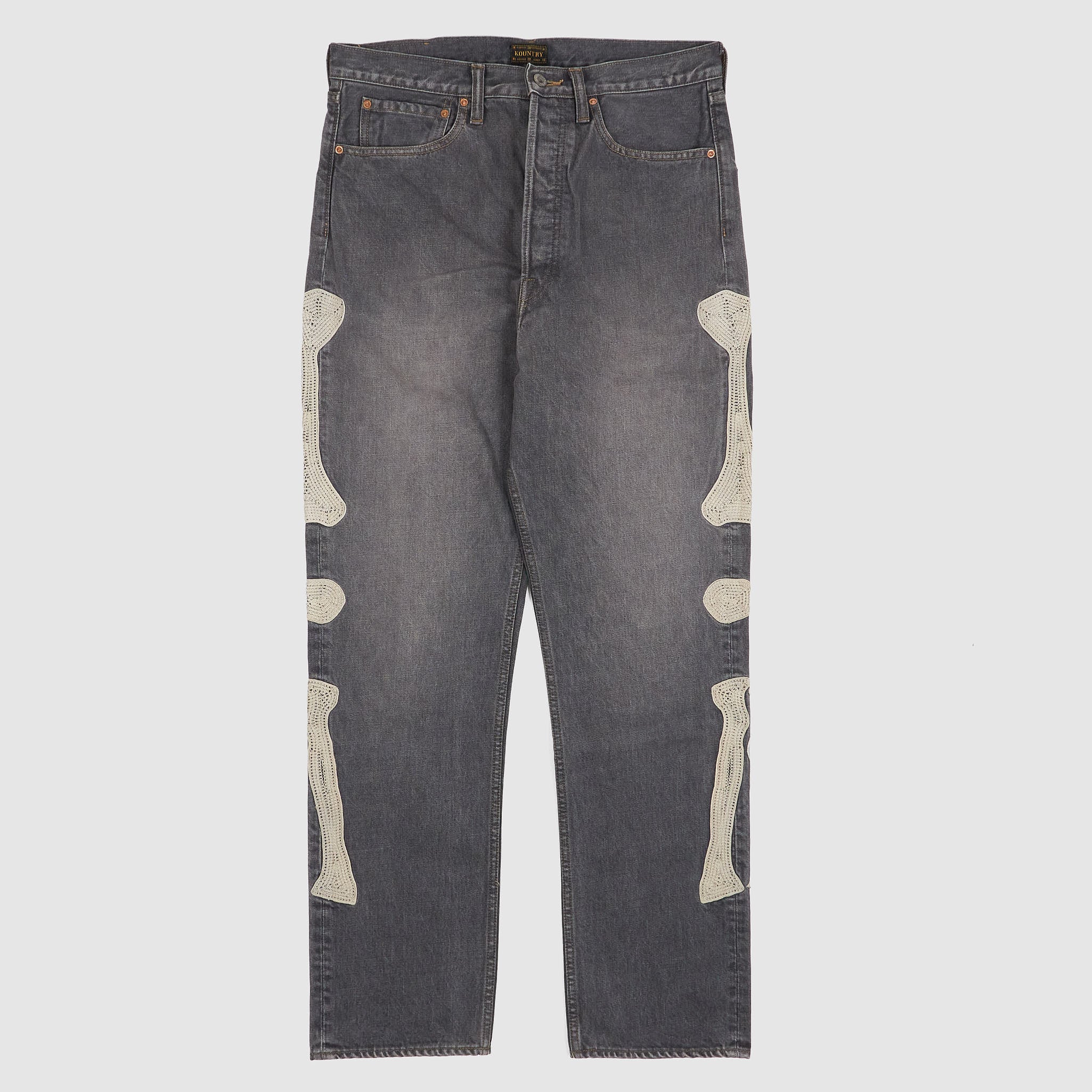 Kapital Kountry 14oz Black Skeleton Denim - DeeCee style