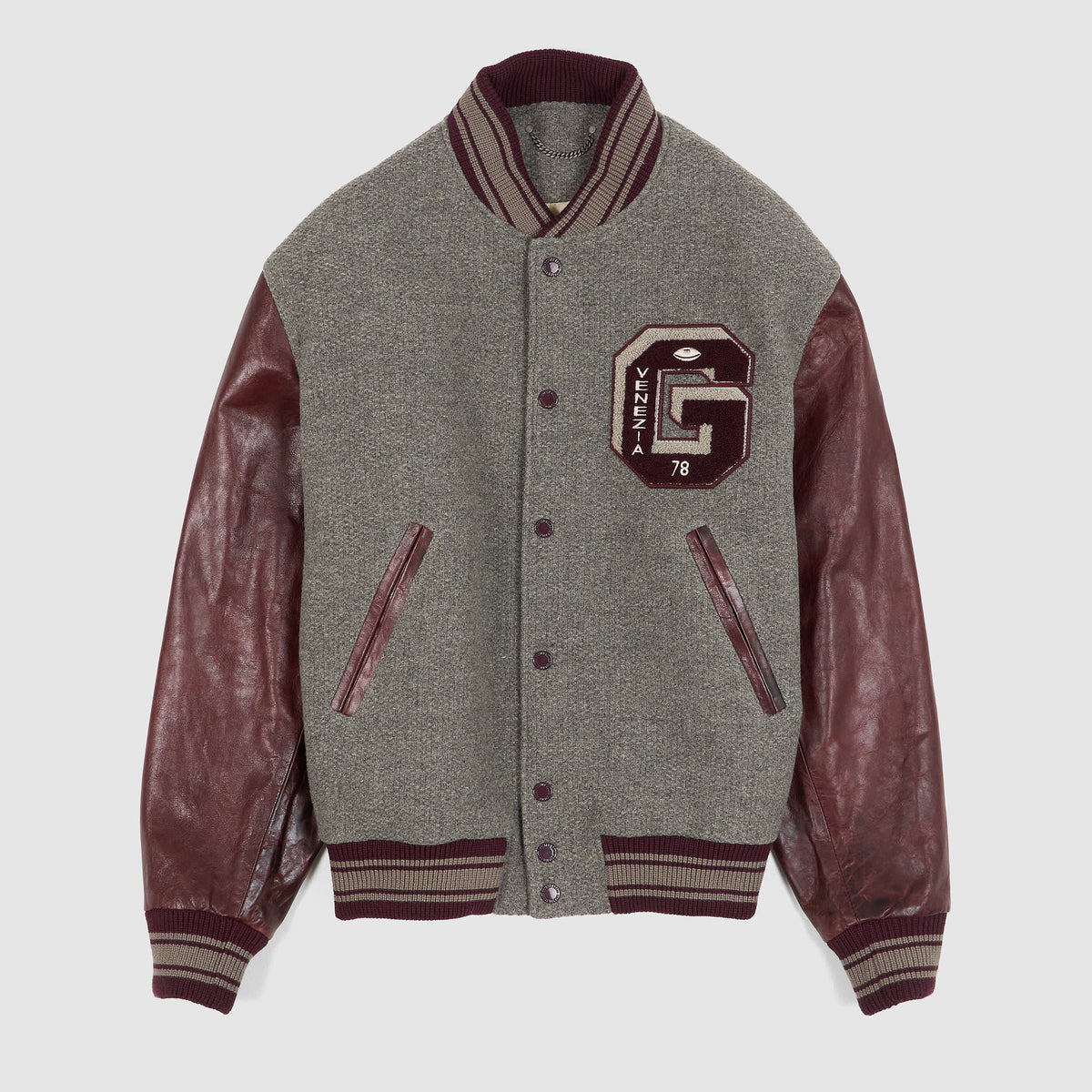 Golden Goose Journey Leather Sleeves Bomber Jacket