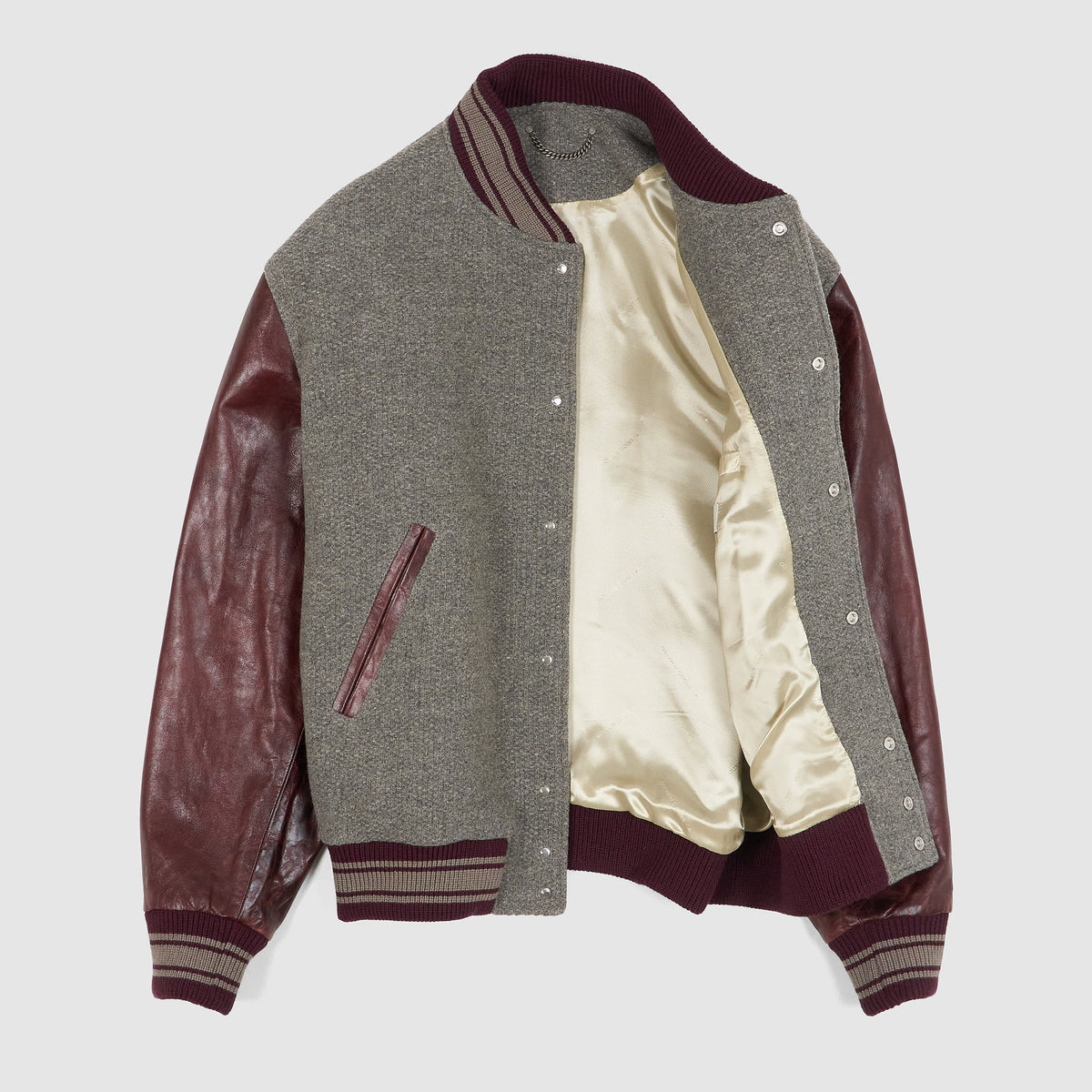 Golden Goose Journey Leather Sleeves Bomber Jacket