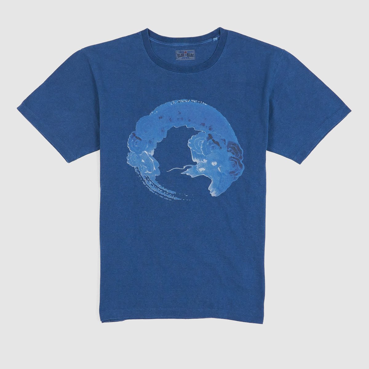 Blue Blue Japan Indigo Dragon Crew Neck T-Shirt for Ladies and Men