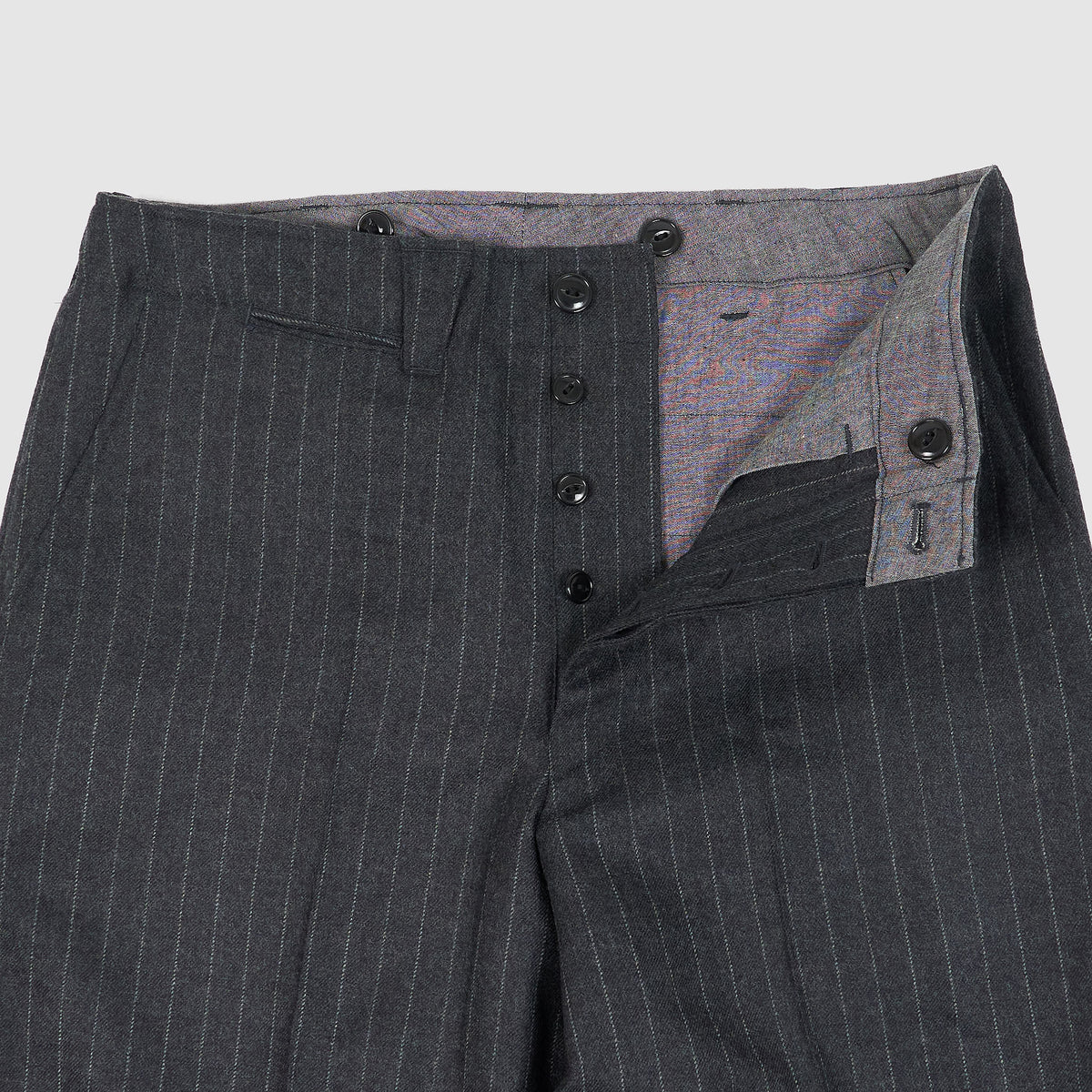 Black Sign Chalk Stripe Officer Merino Wool Pants