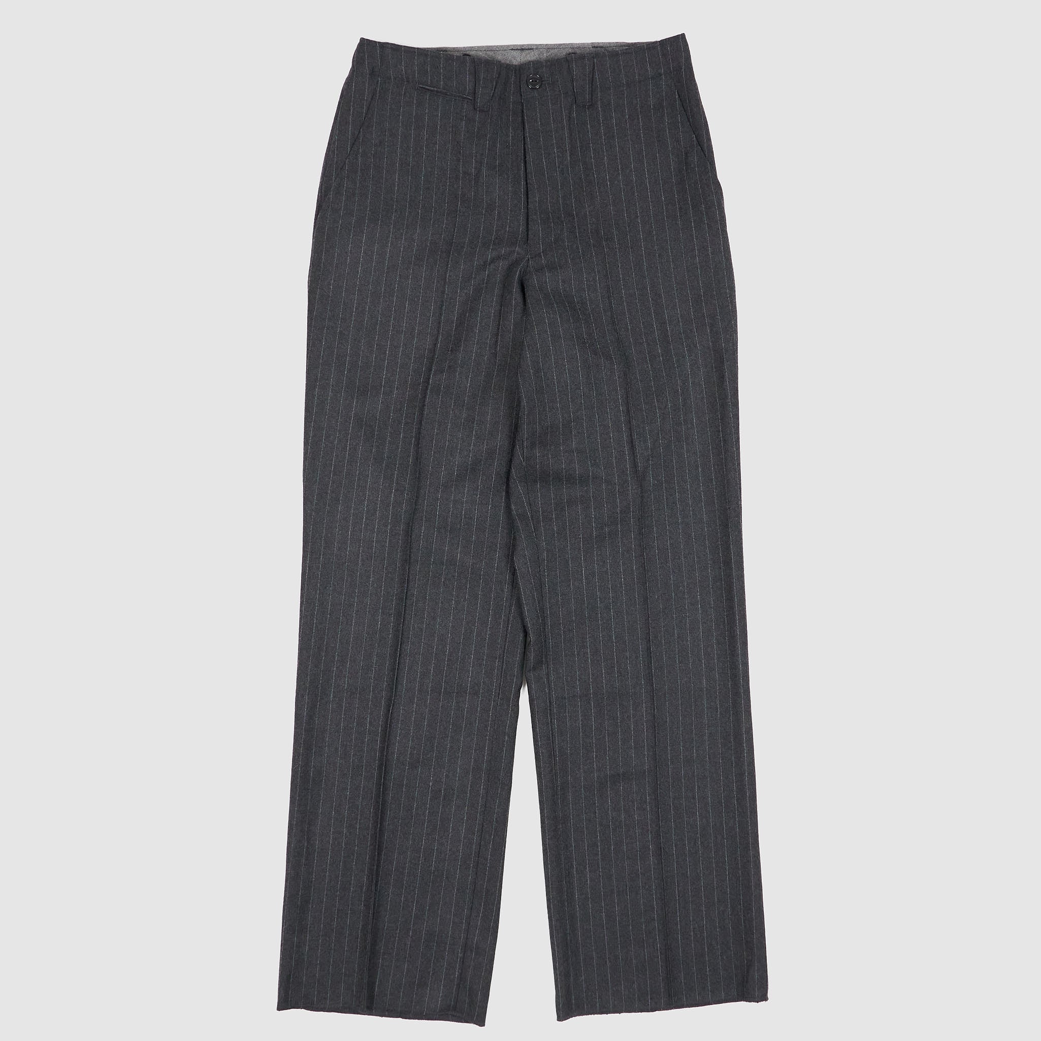 Black Sign Chalk Stripe Officer Merino Wool Pants - DeeCee style