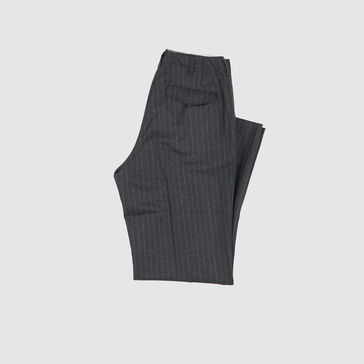 Black Sign Chalk Stripe Officer Merino Wool Pants