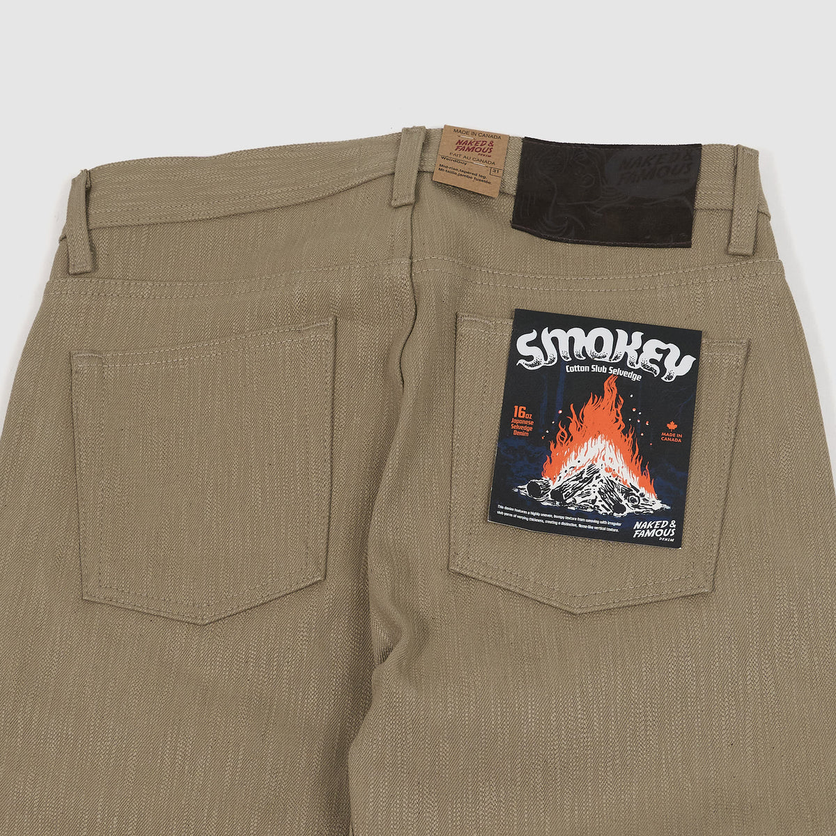 Naked &amp; Famous Smokey Cotton Slub 5 Pocket Natural Denim