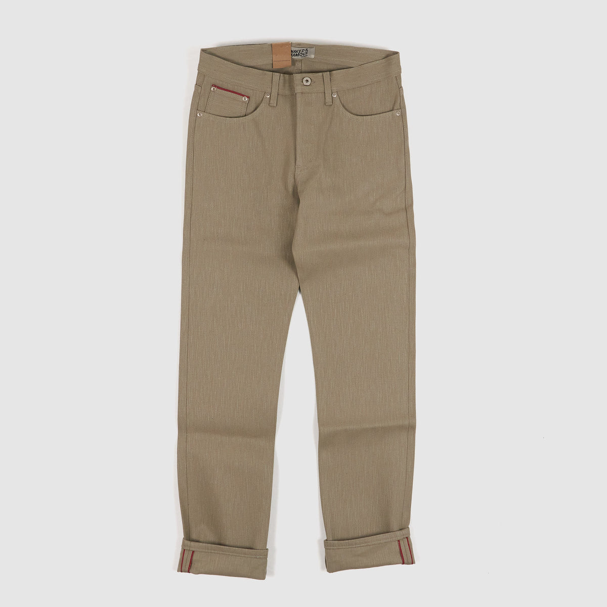 Naked &amp; Famous Smokey Cotton Slub 5 Pocket Natural Denim