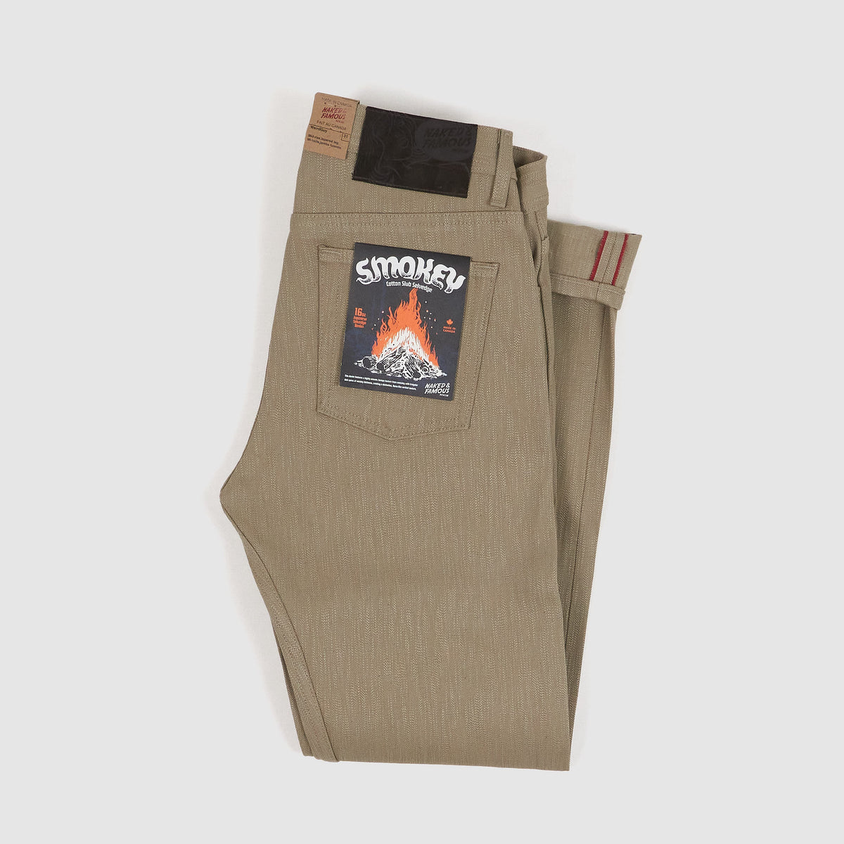 Naked &amp; Famous Smokey Cotton Slub 5 Pocket Natural Denim