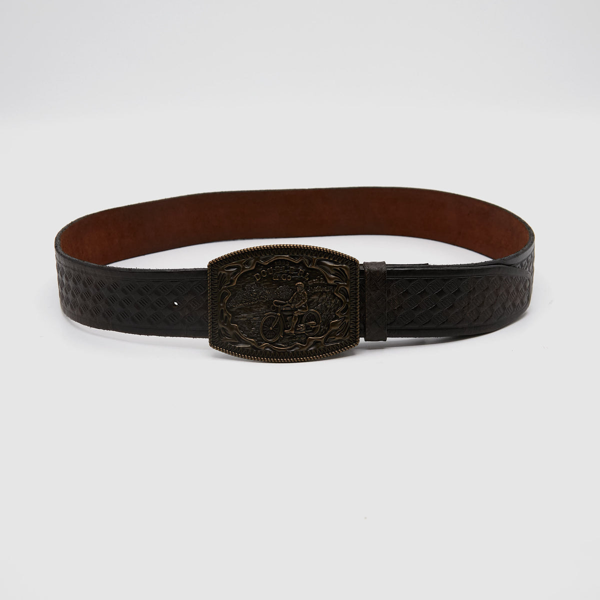 Double RL Motorcycle Basket Weave Leather Belt