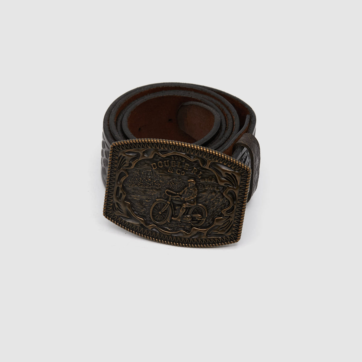 Double RL Motorcycle Basket Weave Leather Belt