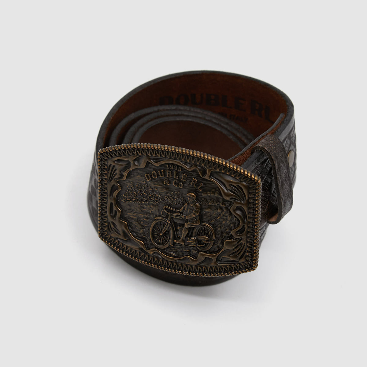 Double RL Motorcycle Basket Weave Leather Belt