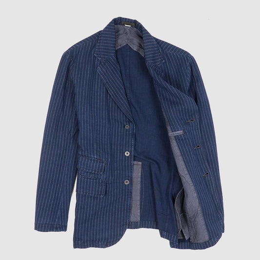 Double RL Indigo Striped Halflined  Blazer