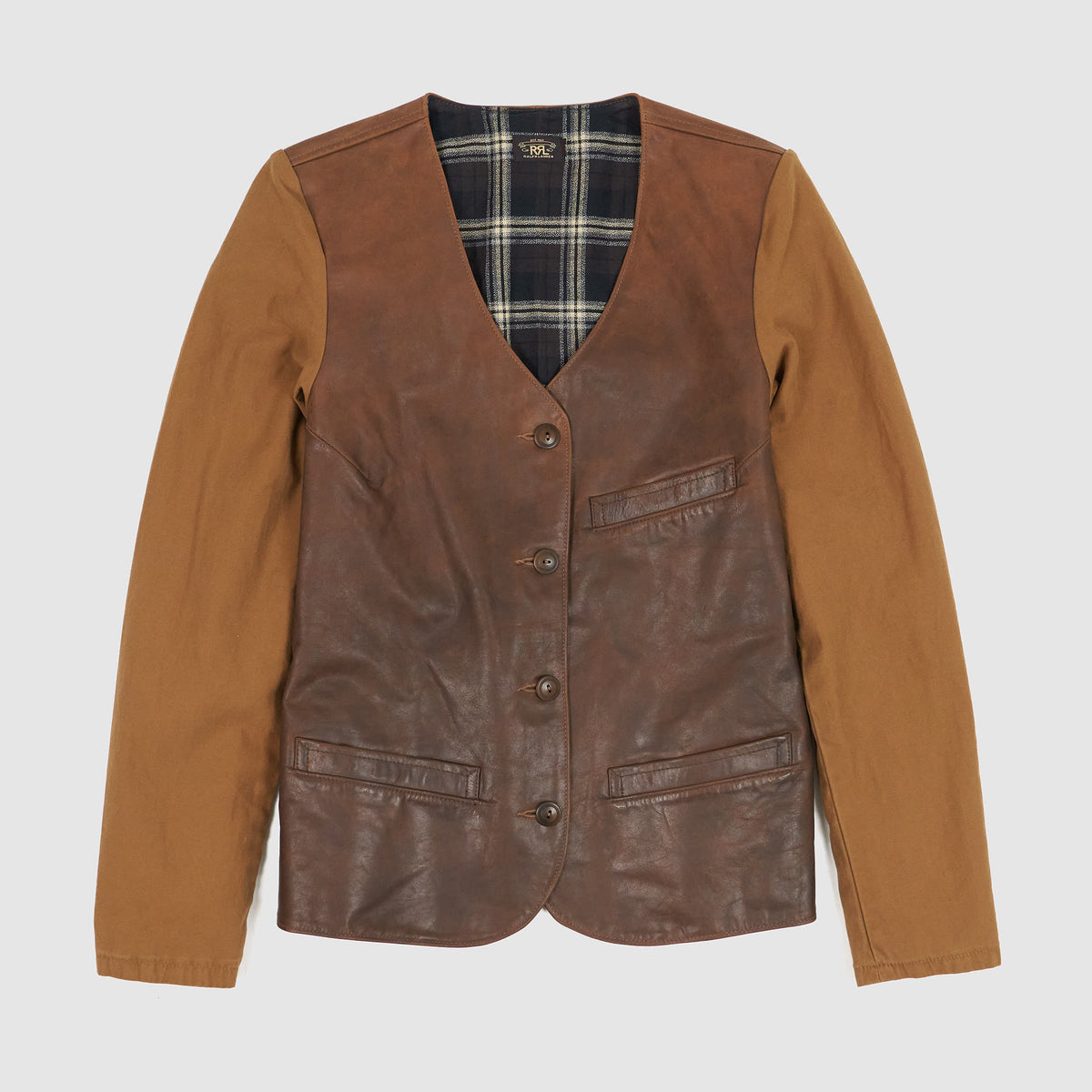 Double RL Ladies Cotton Sateen Sleeve Leather Jacket