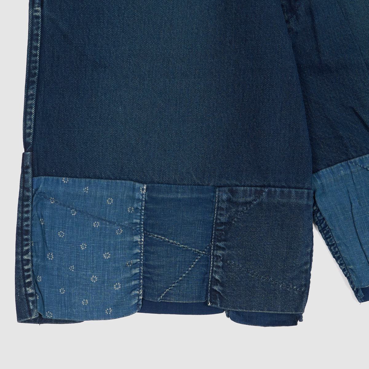 Kapital Denim Linen Patchwork Shorts