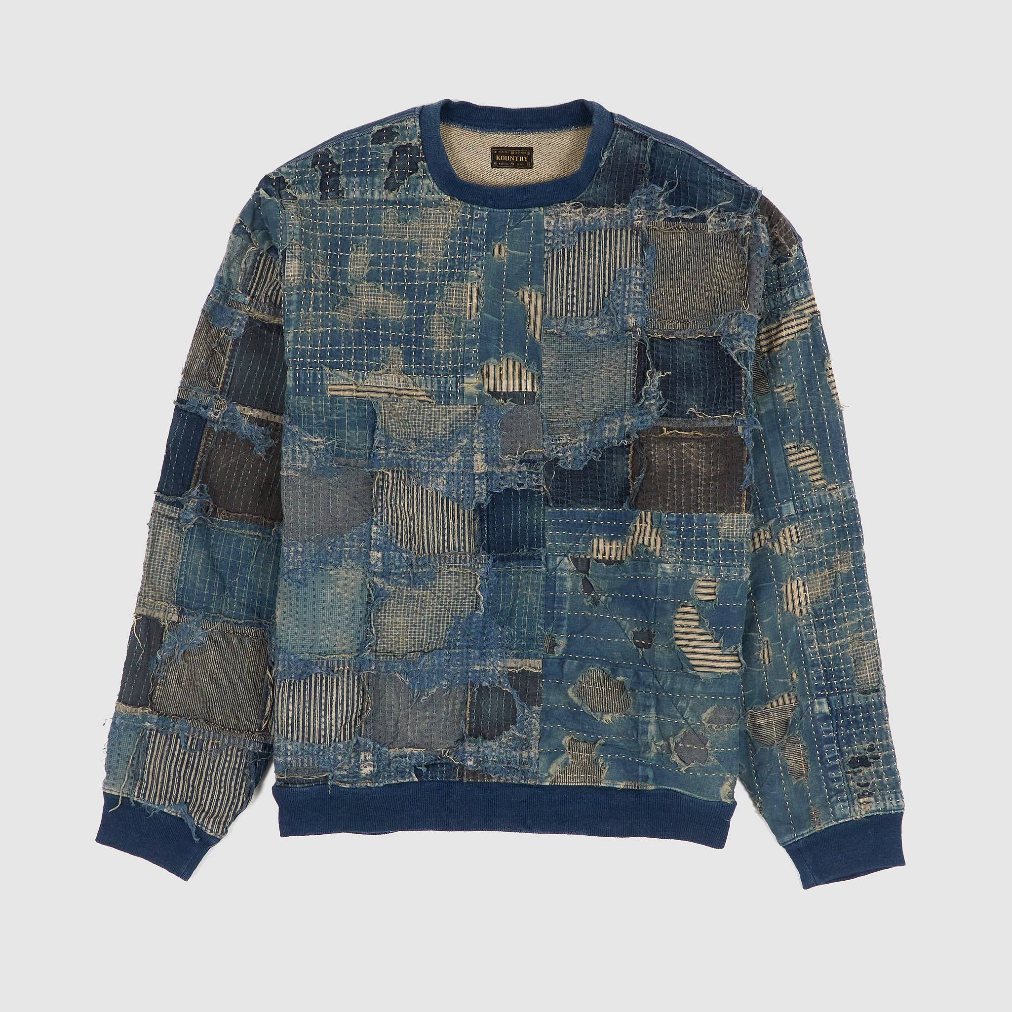 Kapital Distressed Boro Crew Neck Sweat Shirt - DeeCee style
