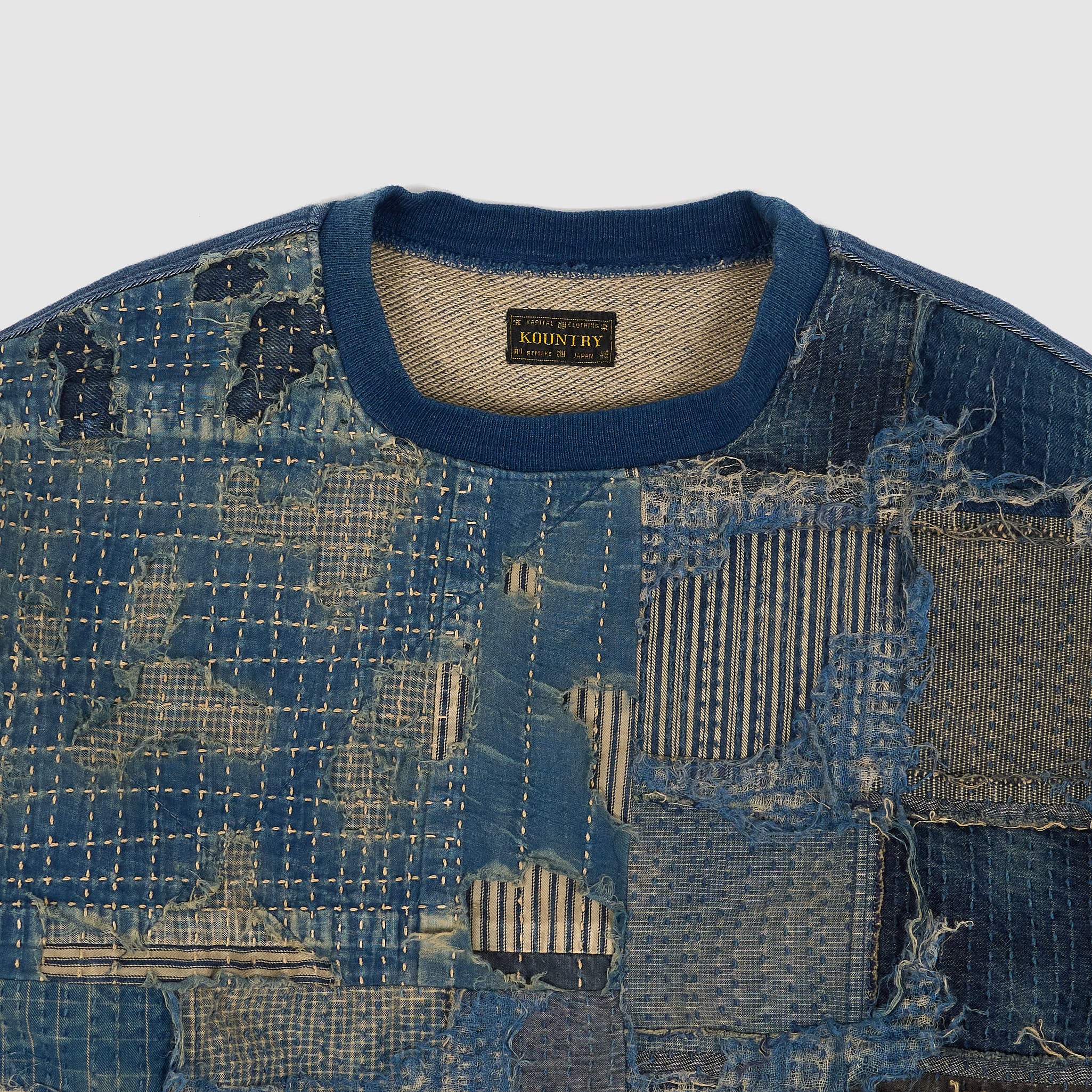 Kapital Distressed Boro Crew Neck Sweat Shirt - DeeCee style