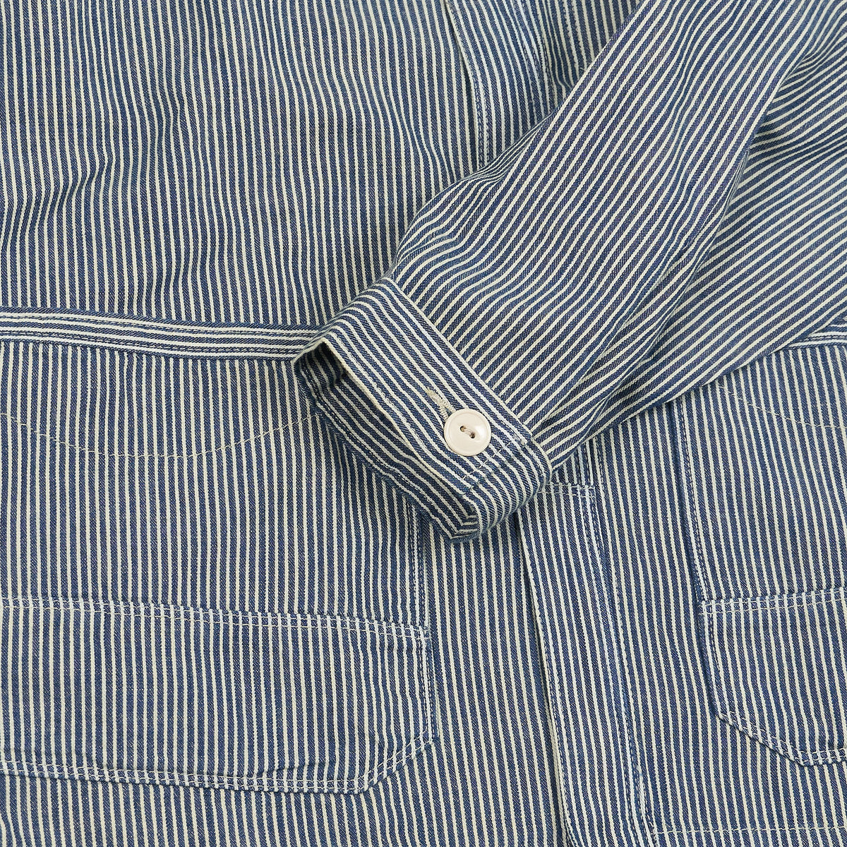 Double RL Unlined Hooded Hickory Striped Overshirt Jacket