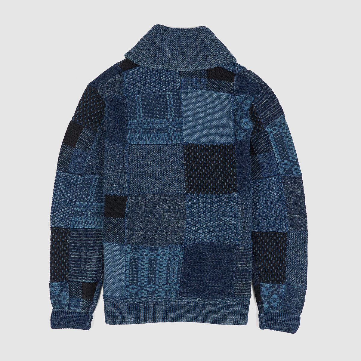 Double RL Indigo Dyed Patchwork Shawl Cardigan
