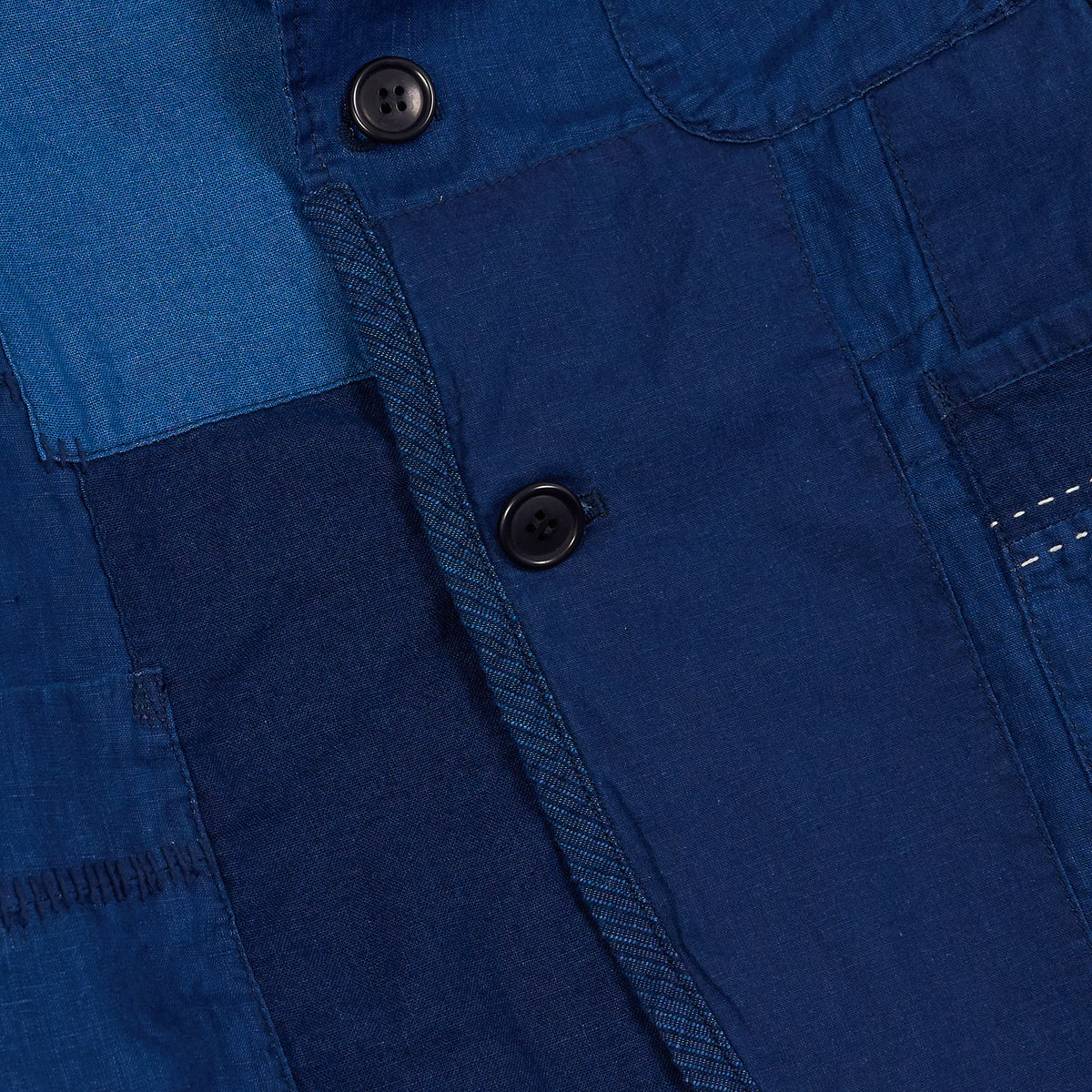 Blue Blue Japan Linen Nenrin 2-Button Patchwork Blazer Jacket