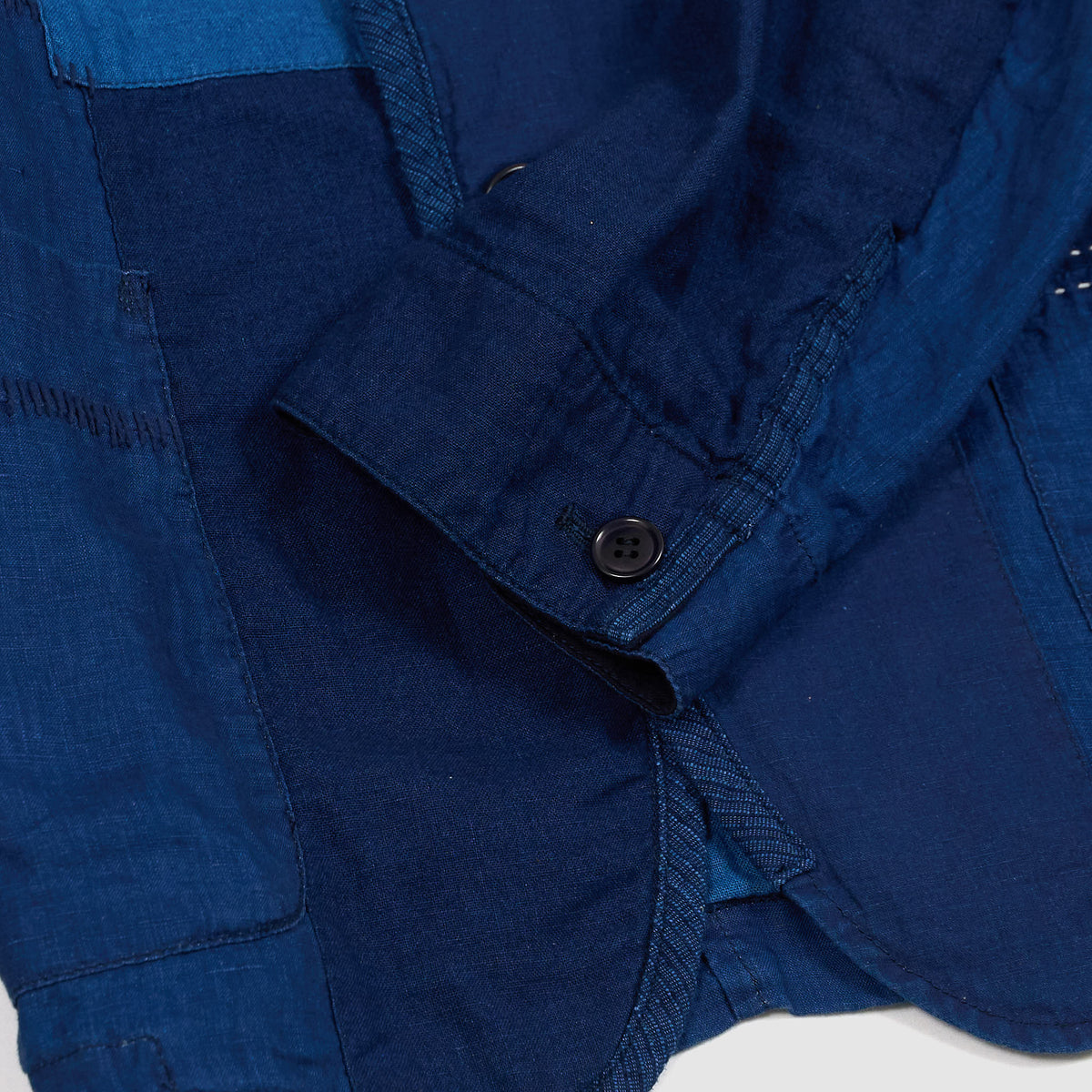 Blue Blue Japan Linen Nenrin 2-Button Patchwork Blazer Jacket
