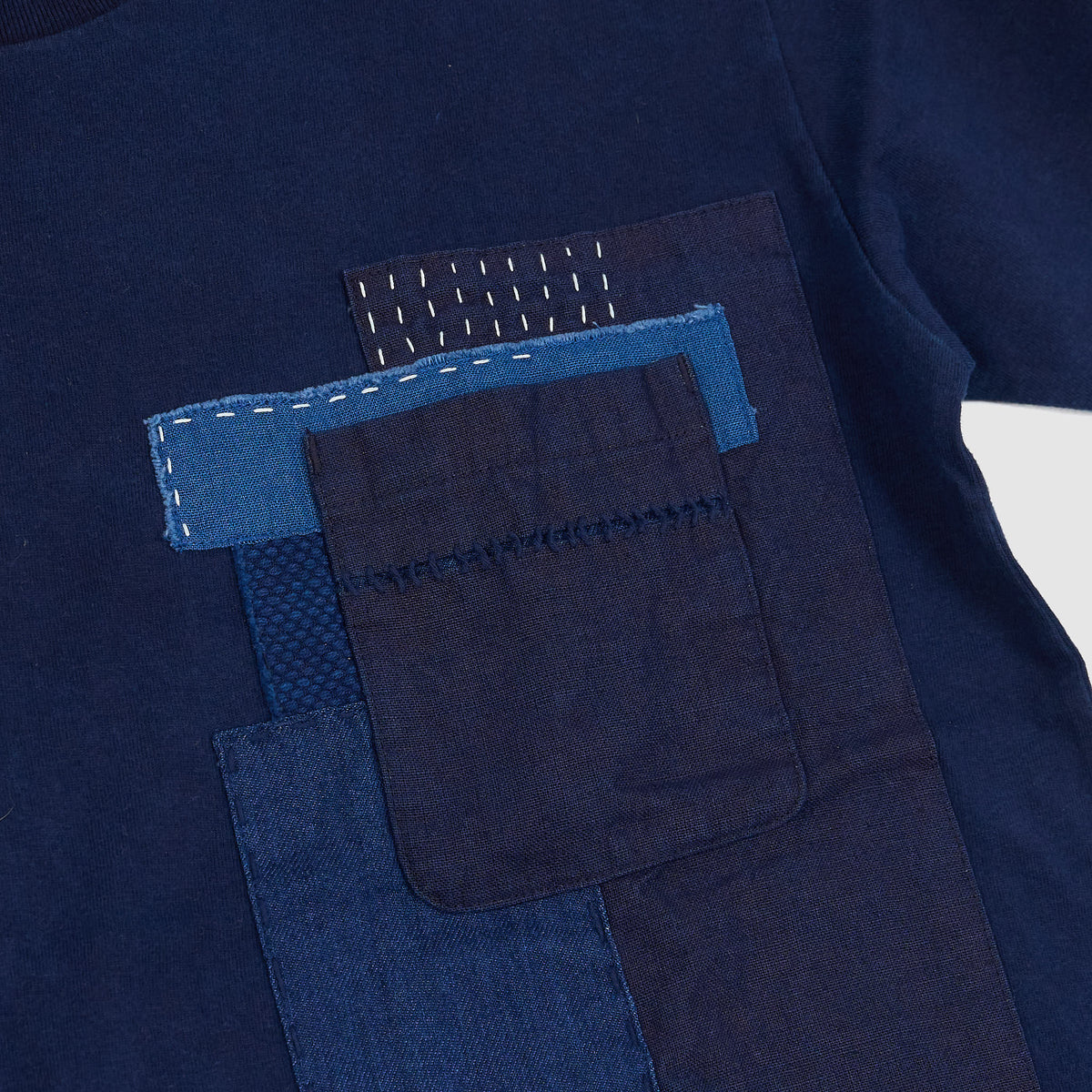 Blue Blue Japan Nenrin Patchwork One Pocket T-Shirt