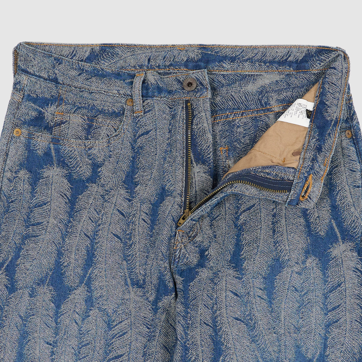 Kapital 5-Pocket 12oz Jacquard Feather Bootcut Jeans