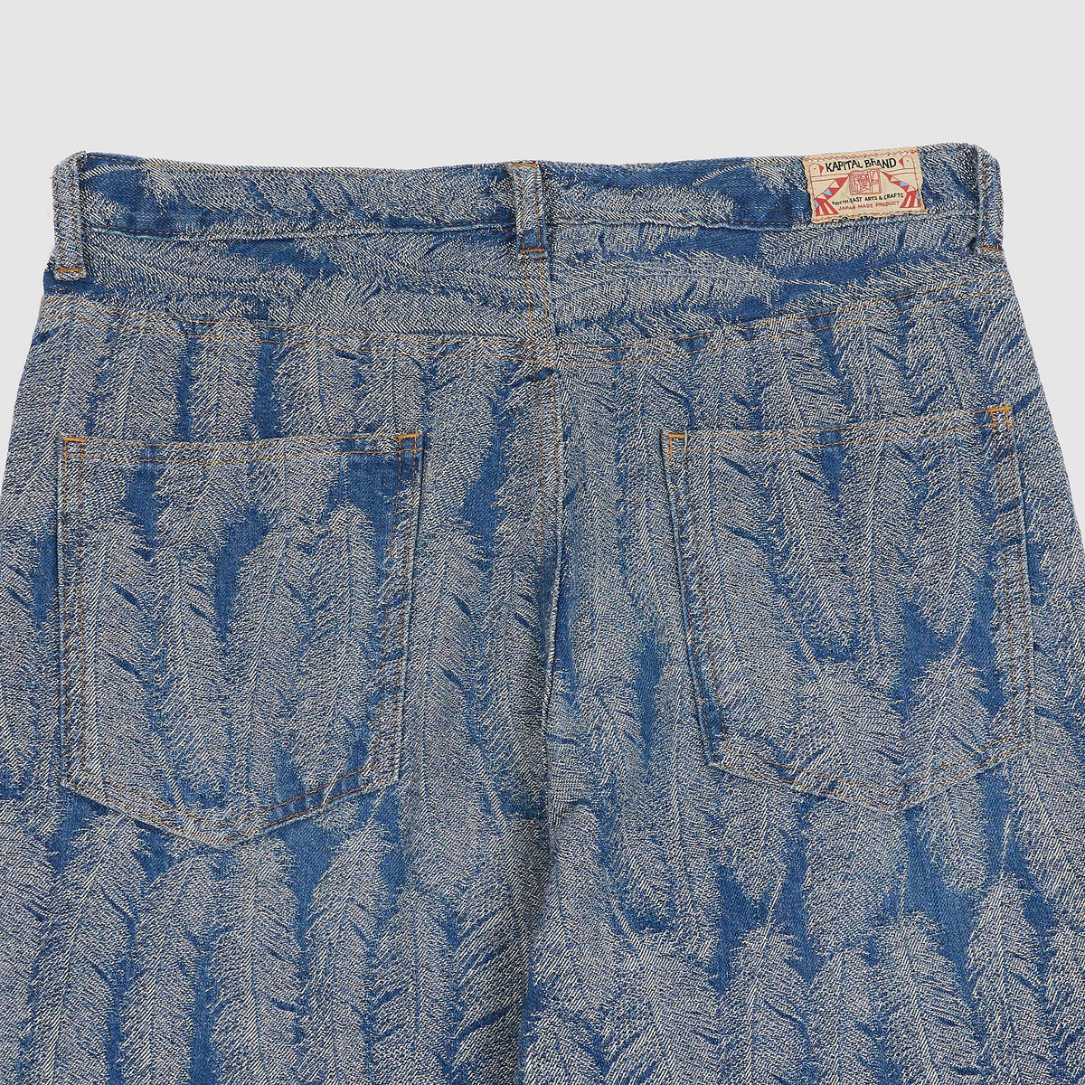 Kapital 5-Pocket 12oz Jacquard Feather Bootcut Jeans