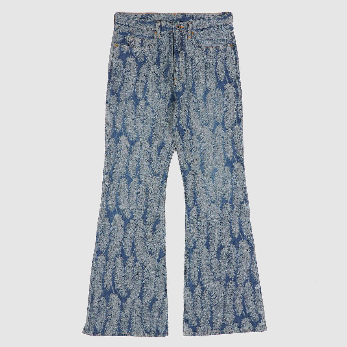 Kapital 5-Pocket 12oz Jacquard Feather Bootcut Jeans