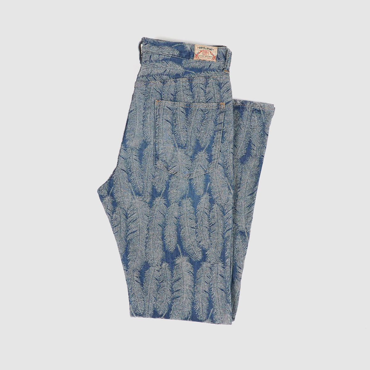 Kapital 5-Pocket 12oz Jacquard Feather Bootcut Jeans