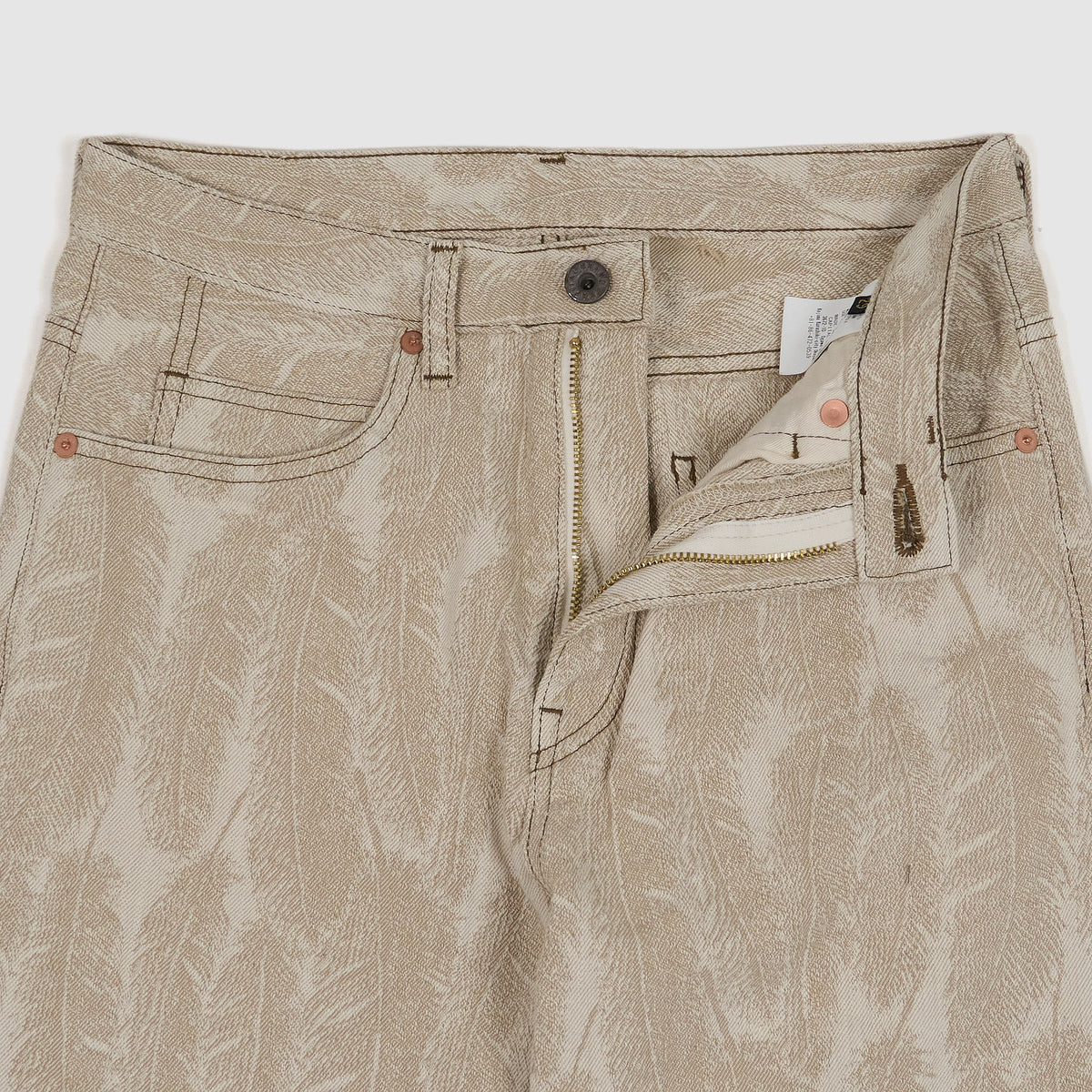 Kapital 5-Pocket 12oz Jacquard Feather Bootcut Jeans