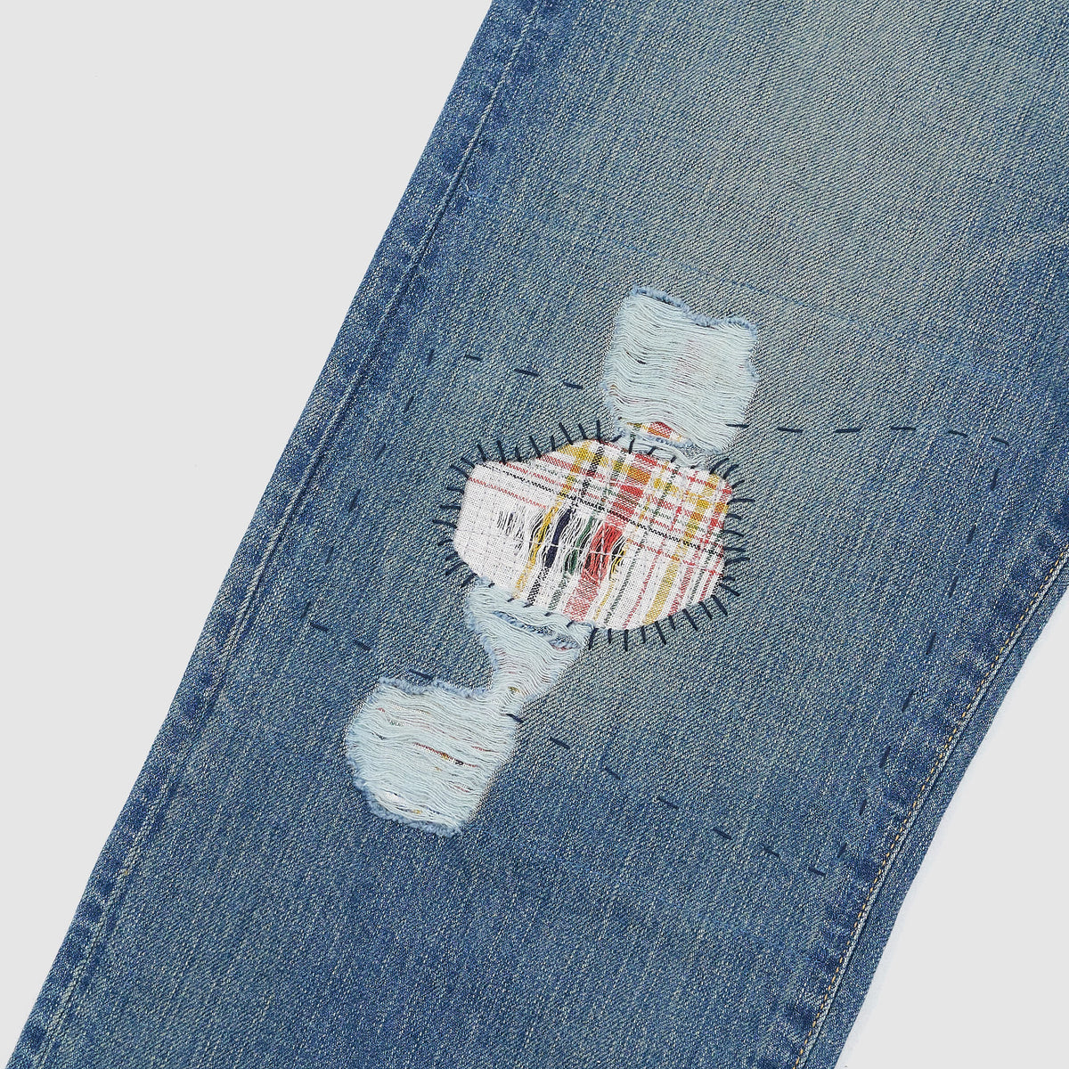 Junya Watanabe Man Straight Patched and Repaired Denim Jeans