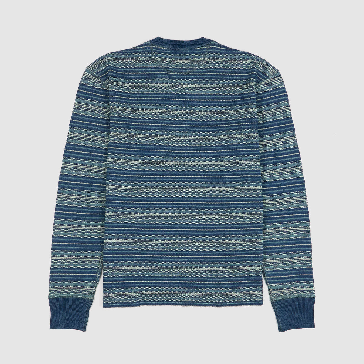 Double RL Long Sleeve Indigo Jacquard Henley Shirt