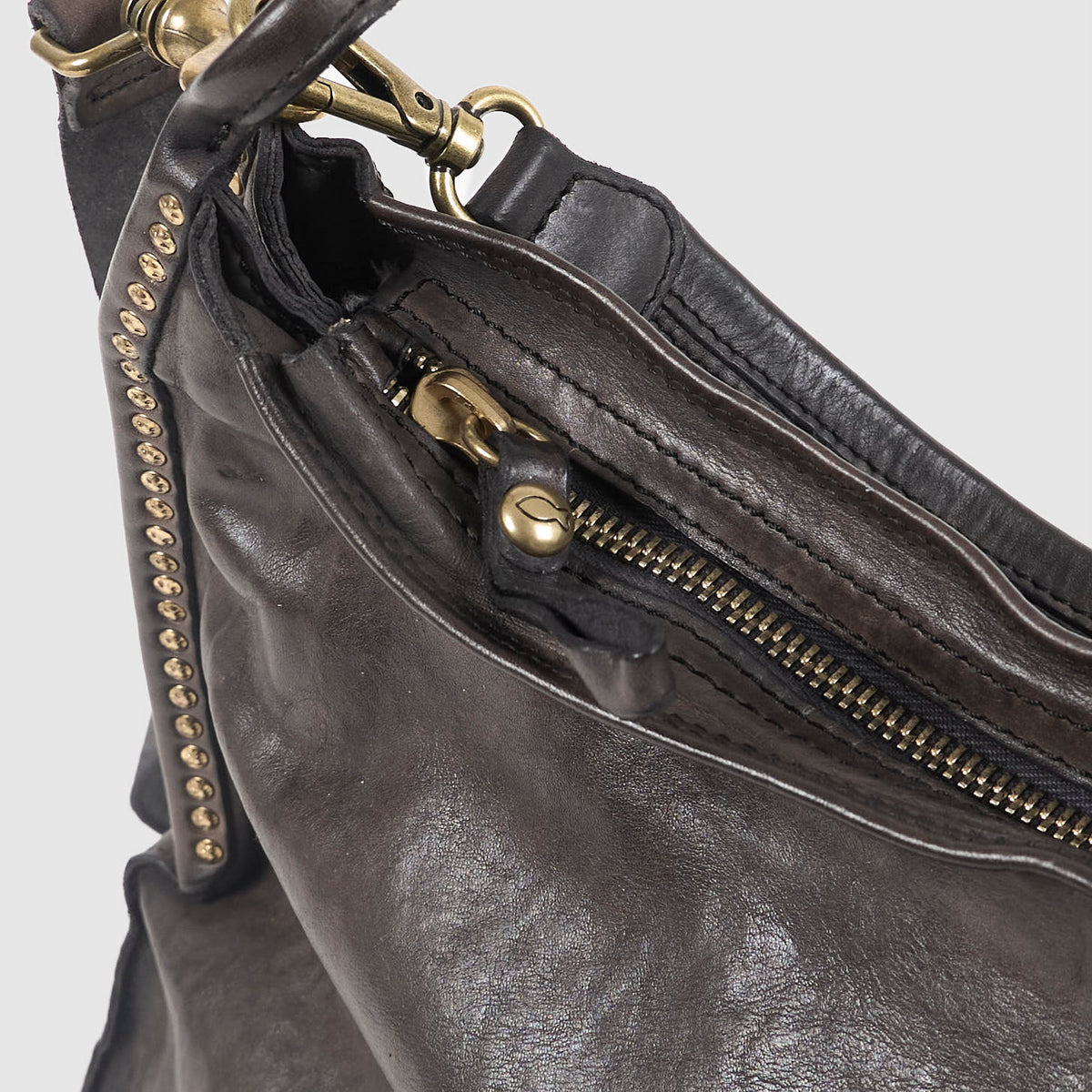 Campomaggi Leather Studded Shoulder Bag