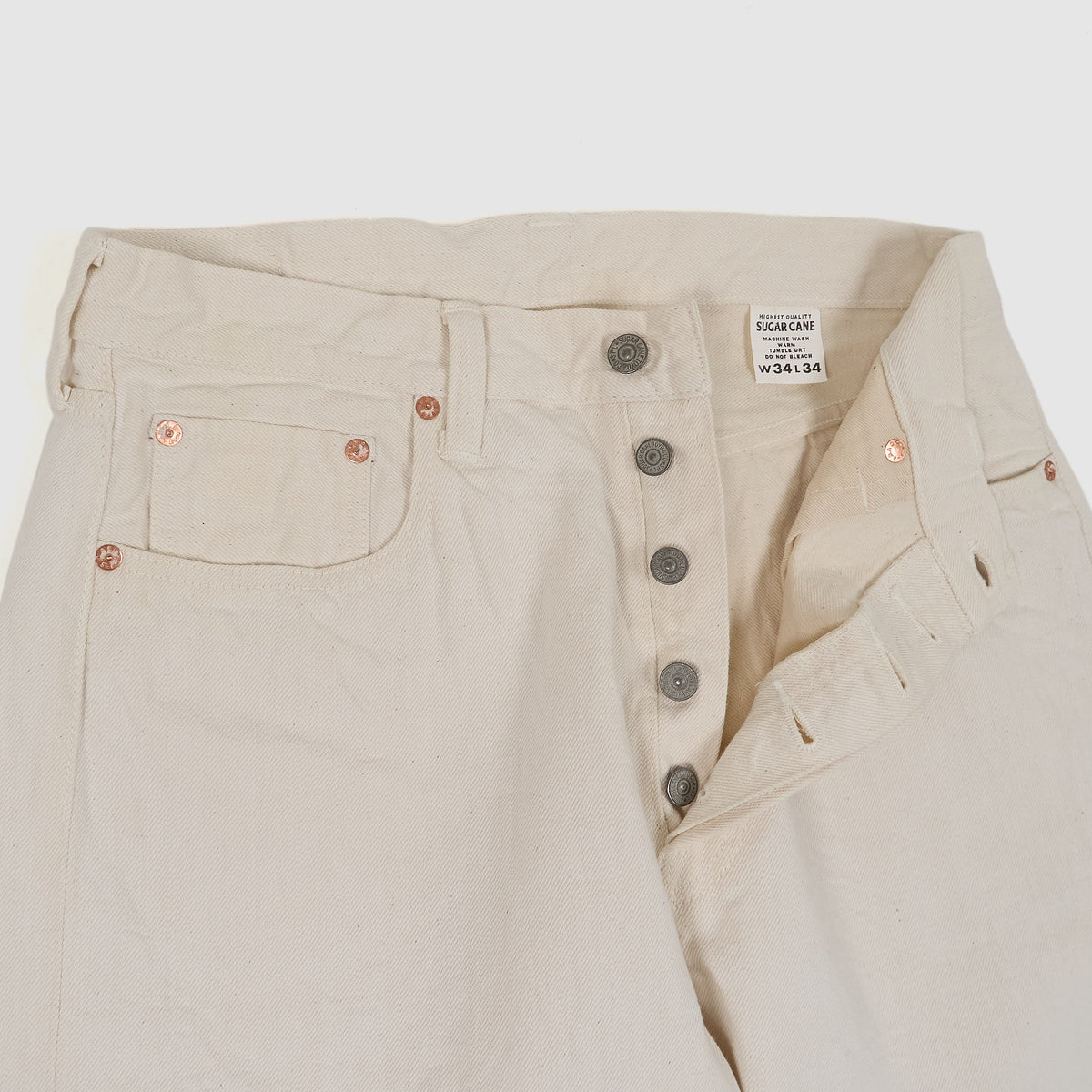 Sugar Cane White Natural Five Pocket Denim Jeans