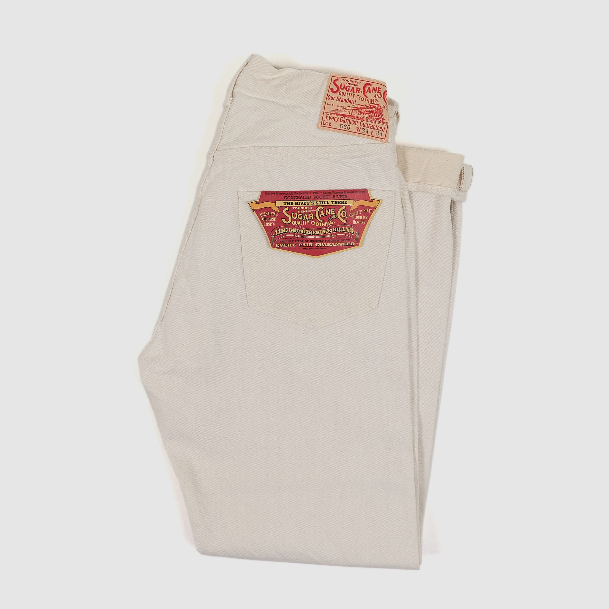 Sugar Cane White Natural Five Pocket Denim Jeans - DeeCee style