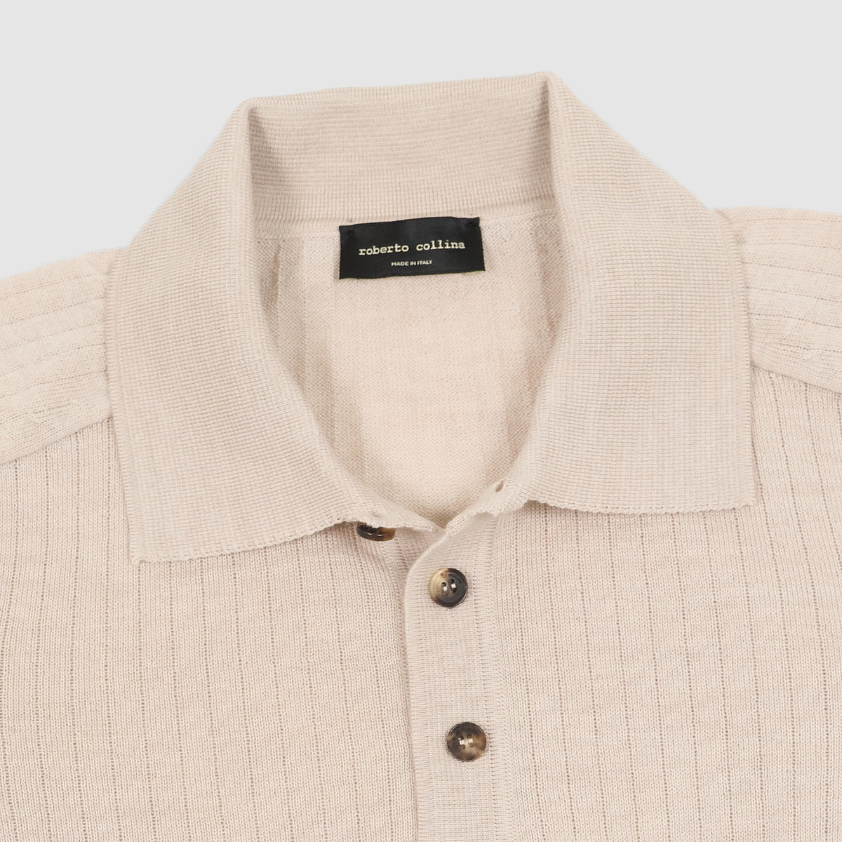 Roberto Collina Long Sleeve Merino Wool Knitted Jersey Polo Shirt