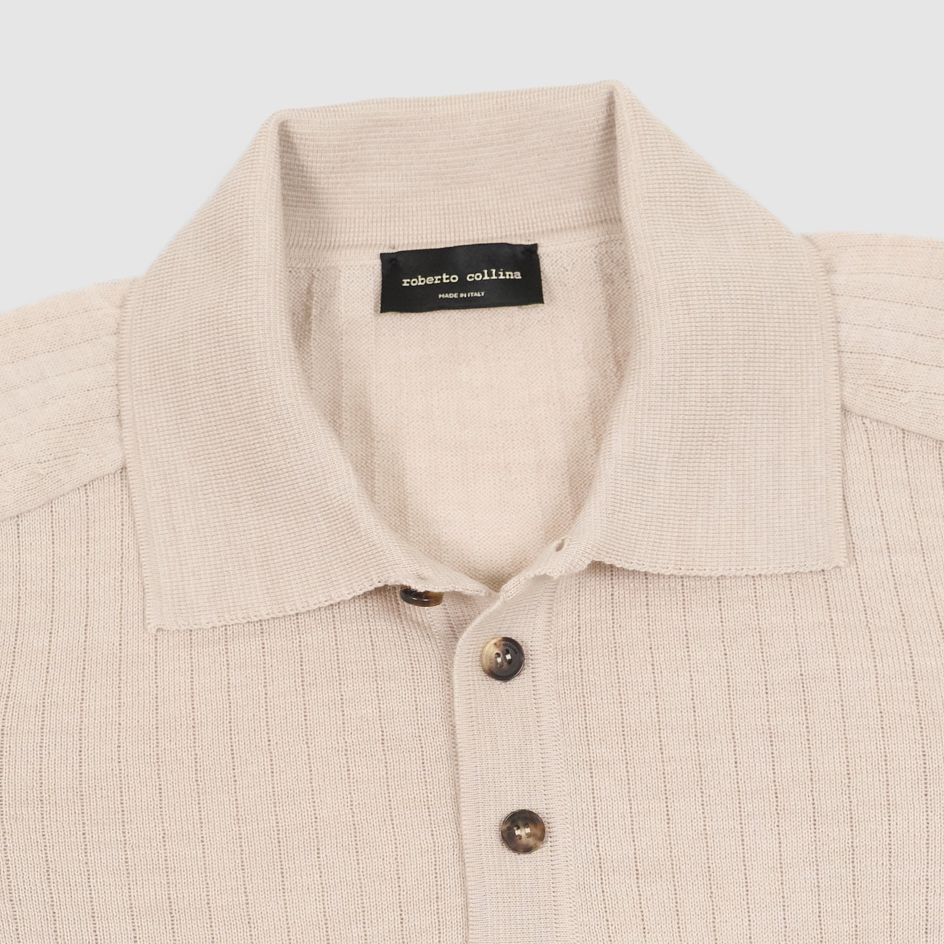 Roberto Collina Long Sleeve Merino Wool Knitted Jersey Polo Shirt