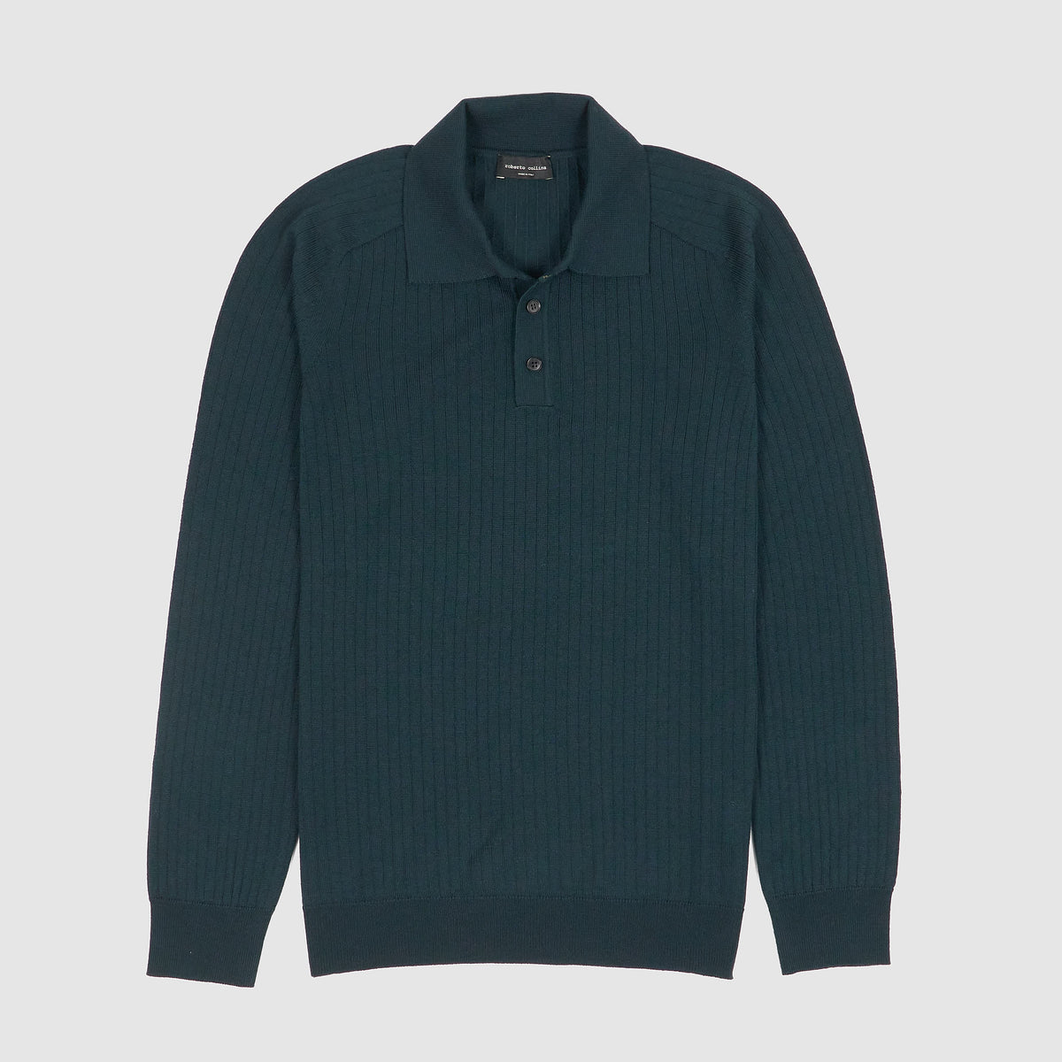 Roberto Collina Long Sleeve Merino Wool Knitted Jersey Polo Shirt