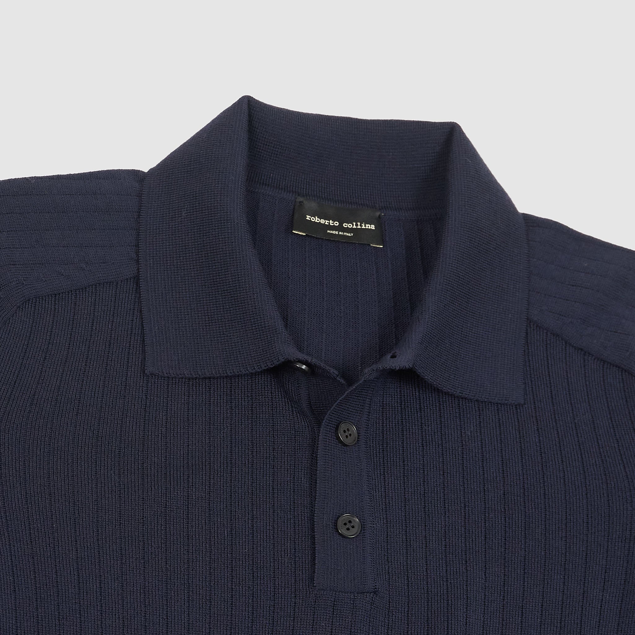 Roberto Collina Long Sleeve Merino Wool Knitted Jersey Polo Shirt 