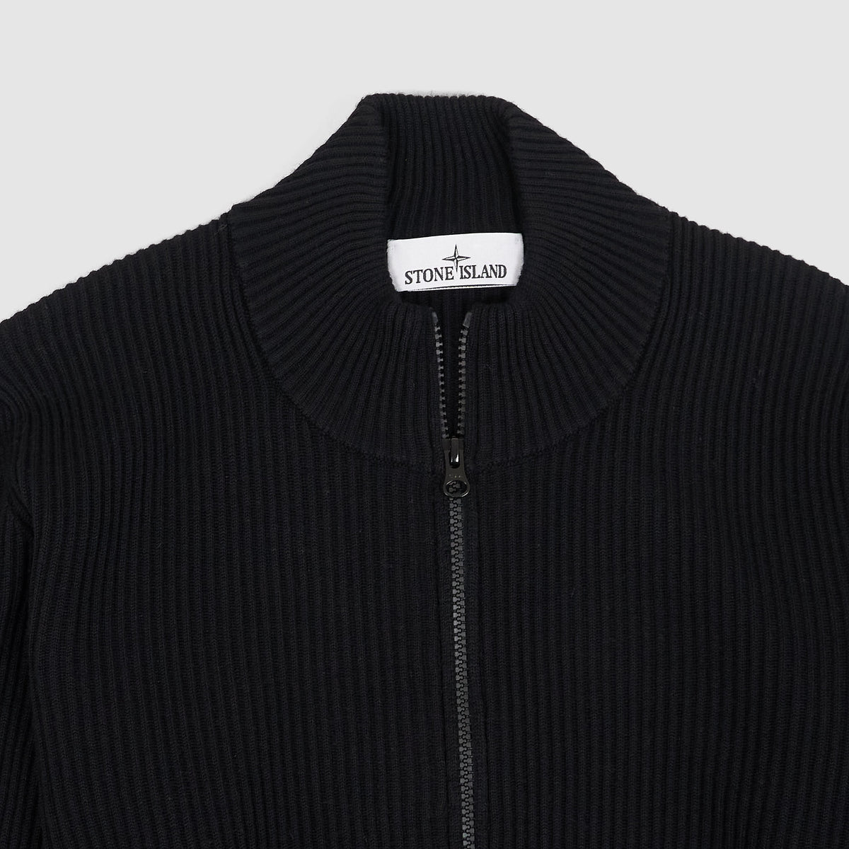 Stone Island Full Zip Wide Rib Knitted Sweater