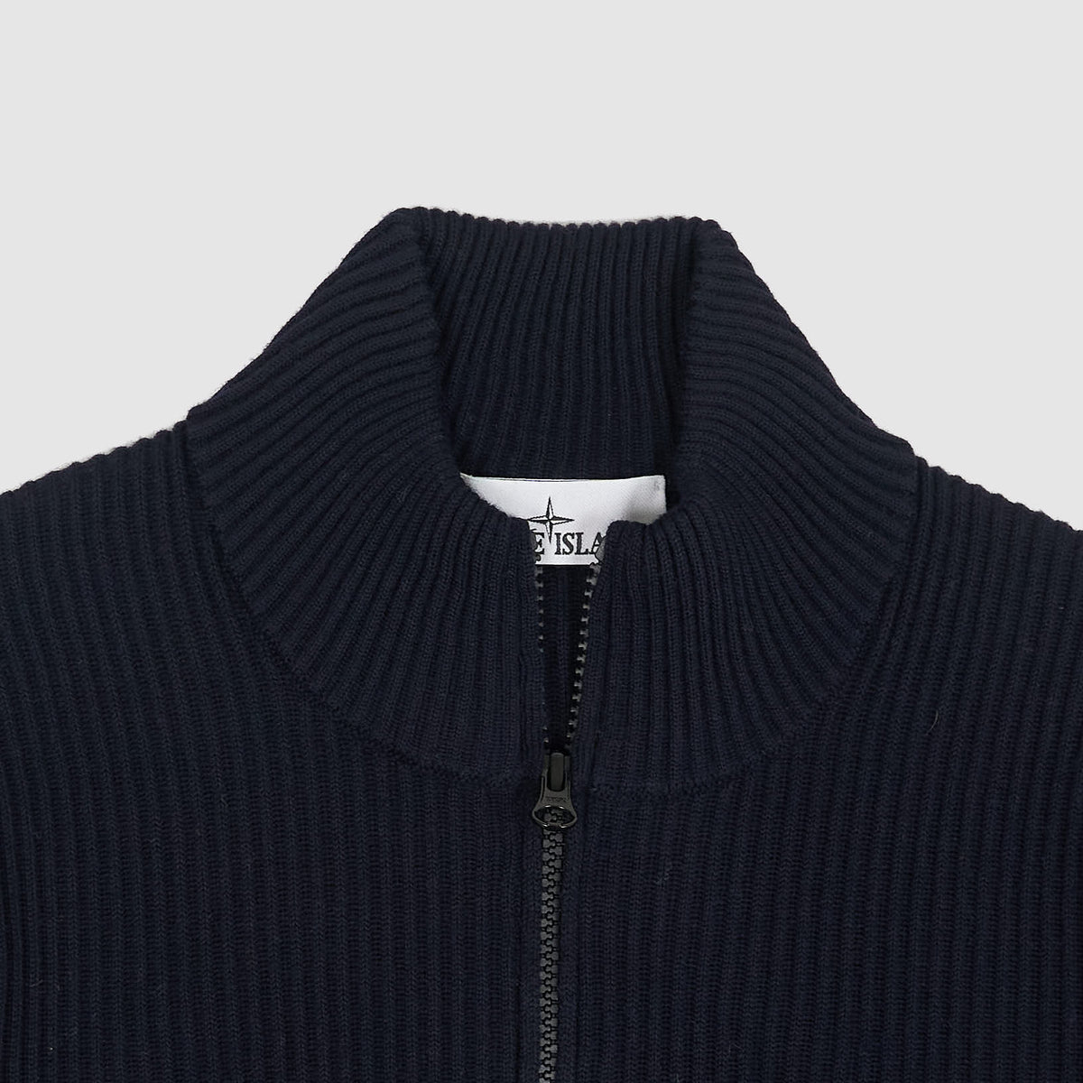 Stone Island Full Zip Wide Rib Knitted Sweater