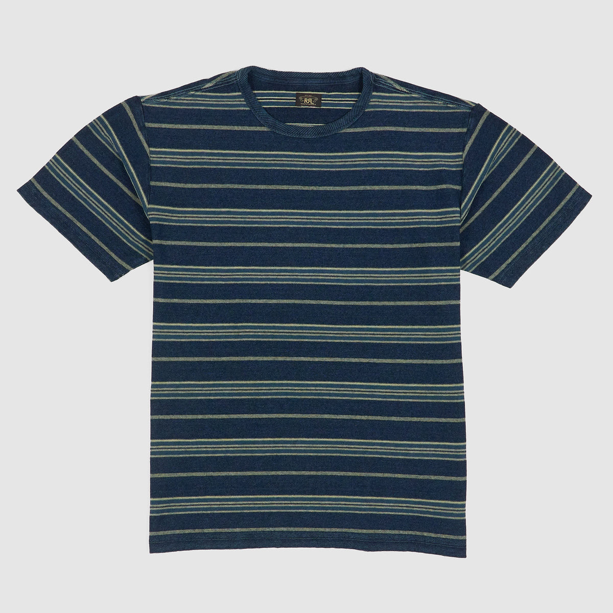Double RL Heavy Crew Neck Indigo Stripe T-Shirt